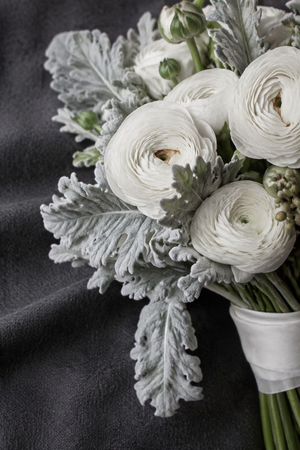 dusty miller for frosted texture for an intimate January wedding