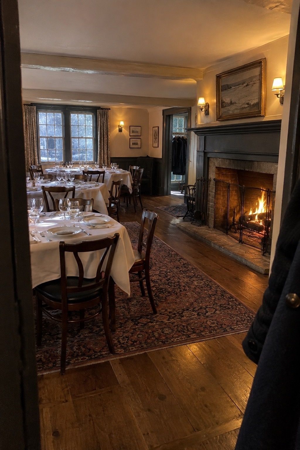 Historic inn private dining room suited to a small January wedding.
