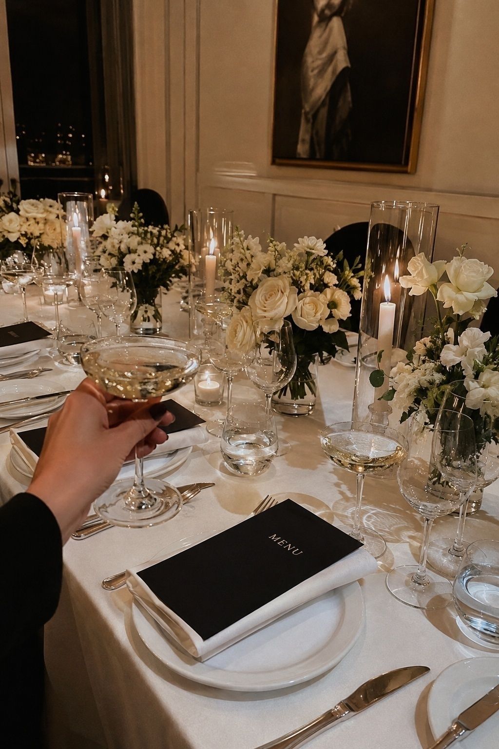 New Year black tie wedding dinner