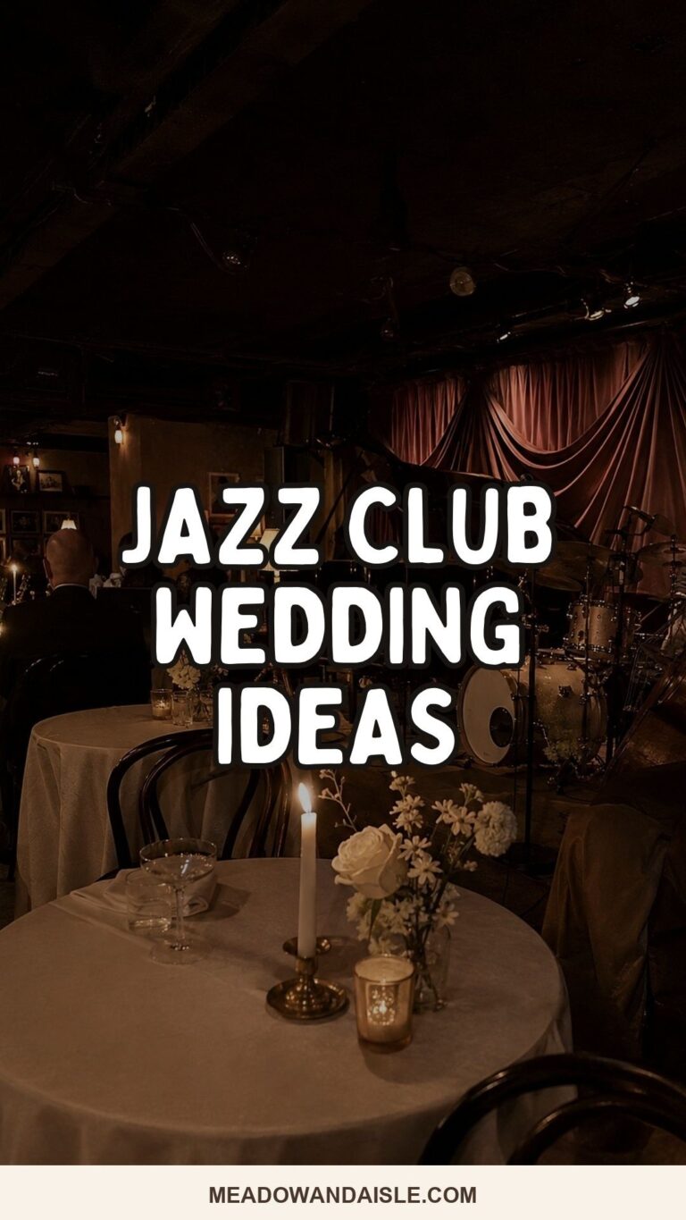 Jazz club wedding ideas Pinterest pin for Meadow & Aisle