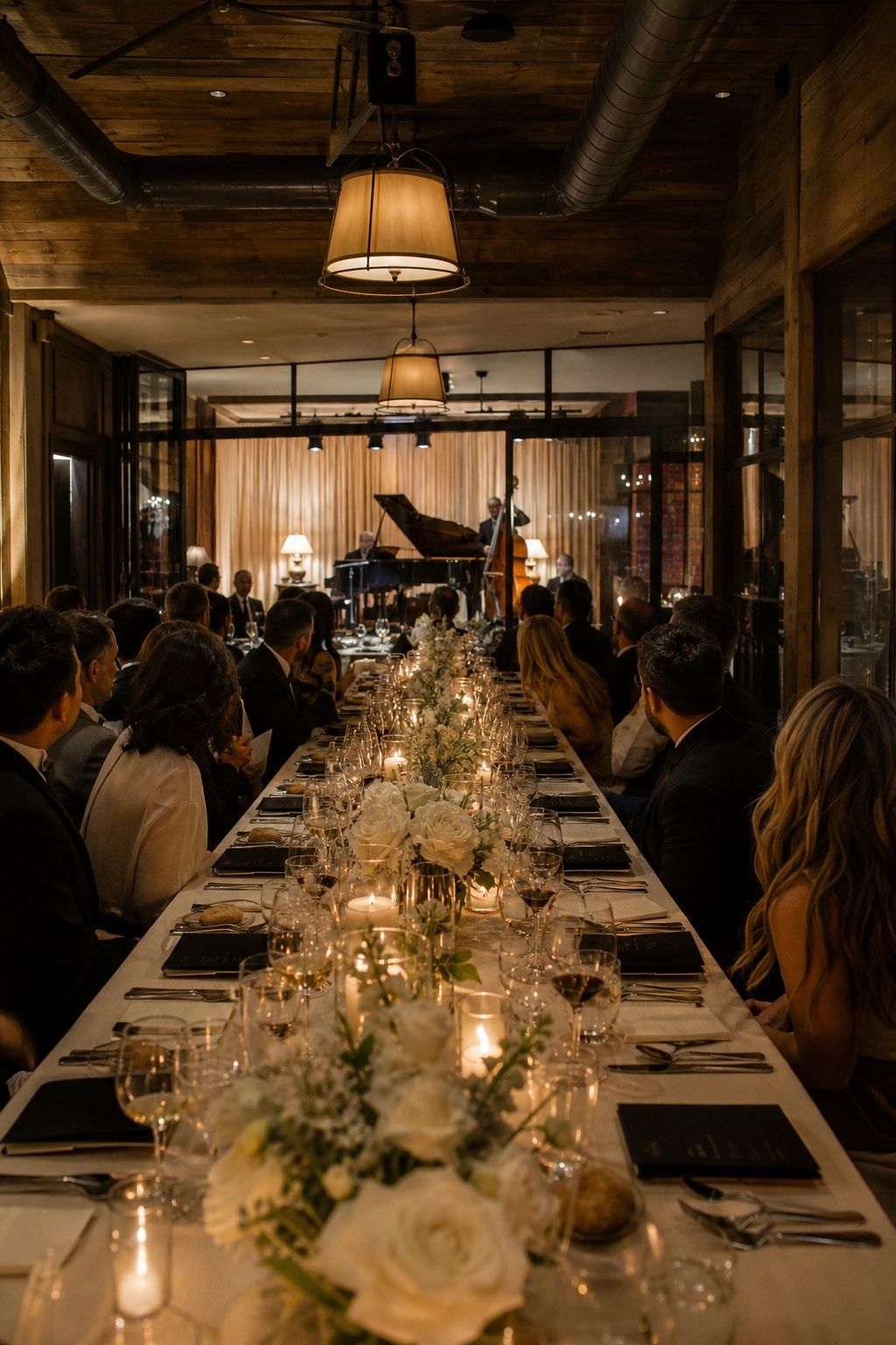 Private dining room overlooking a stage