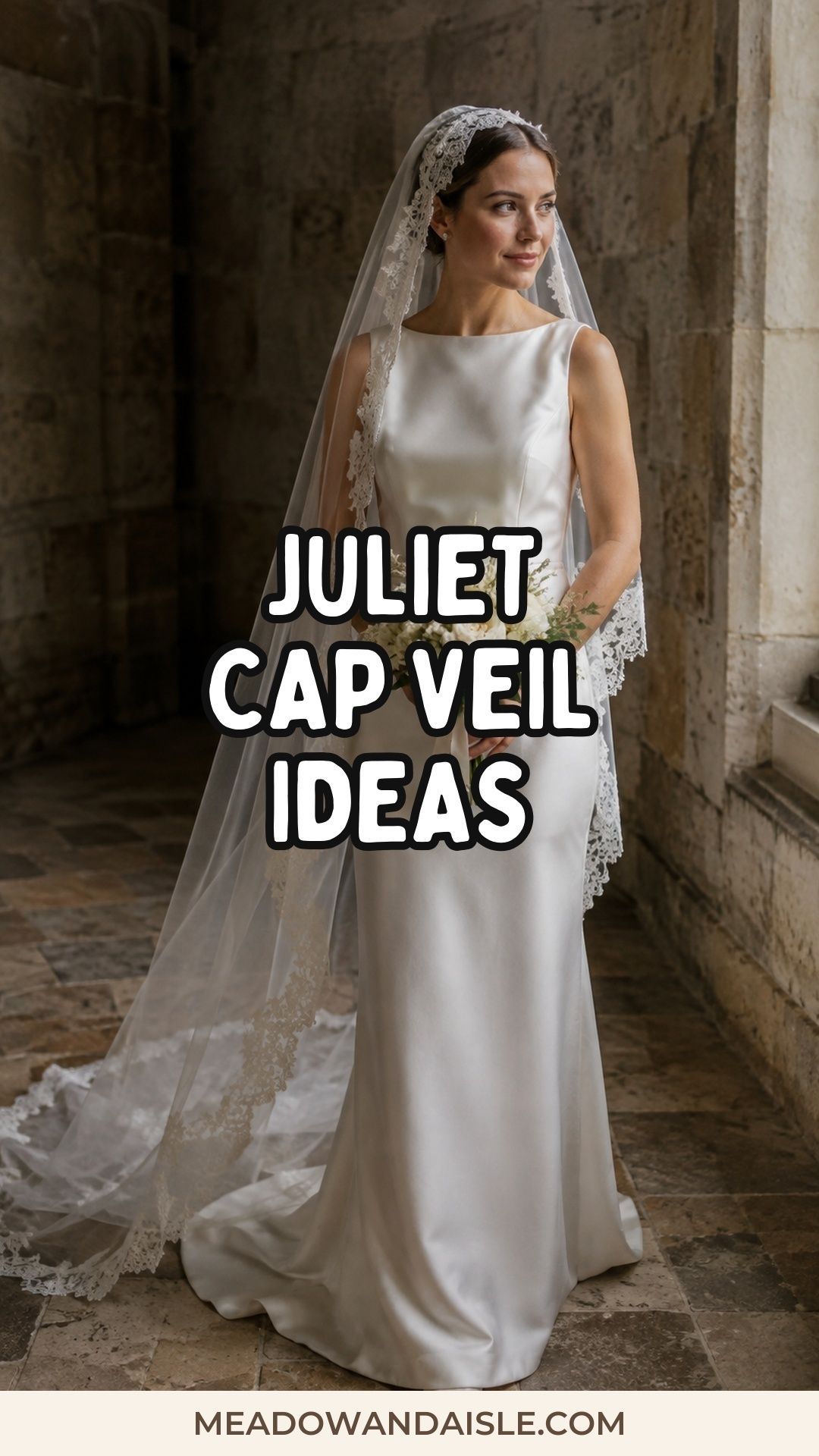 Juliet cap veil wedding ideas for old-soul bridal style Pinterest pin