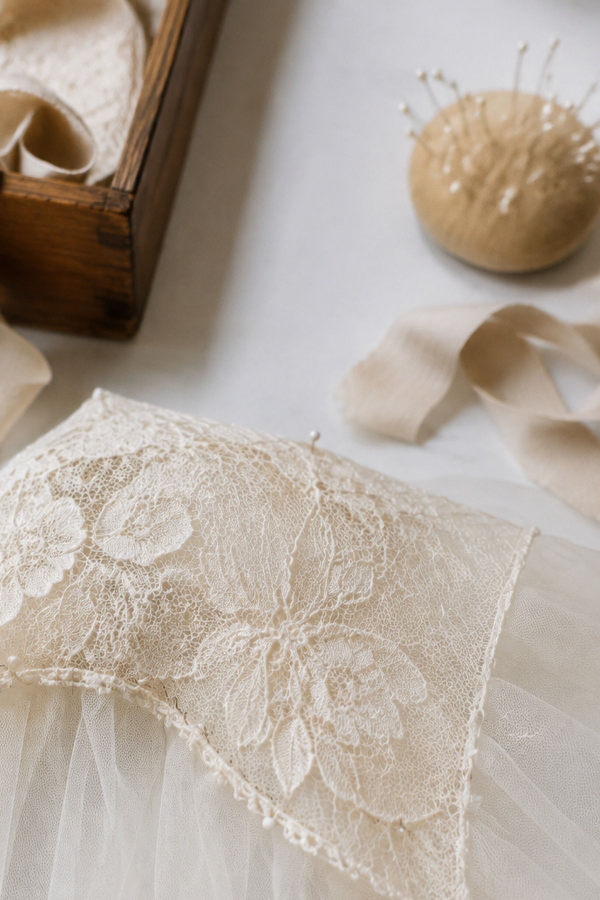 Heirloom lace cap veil