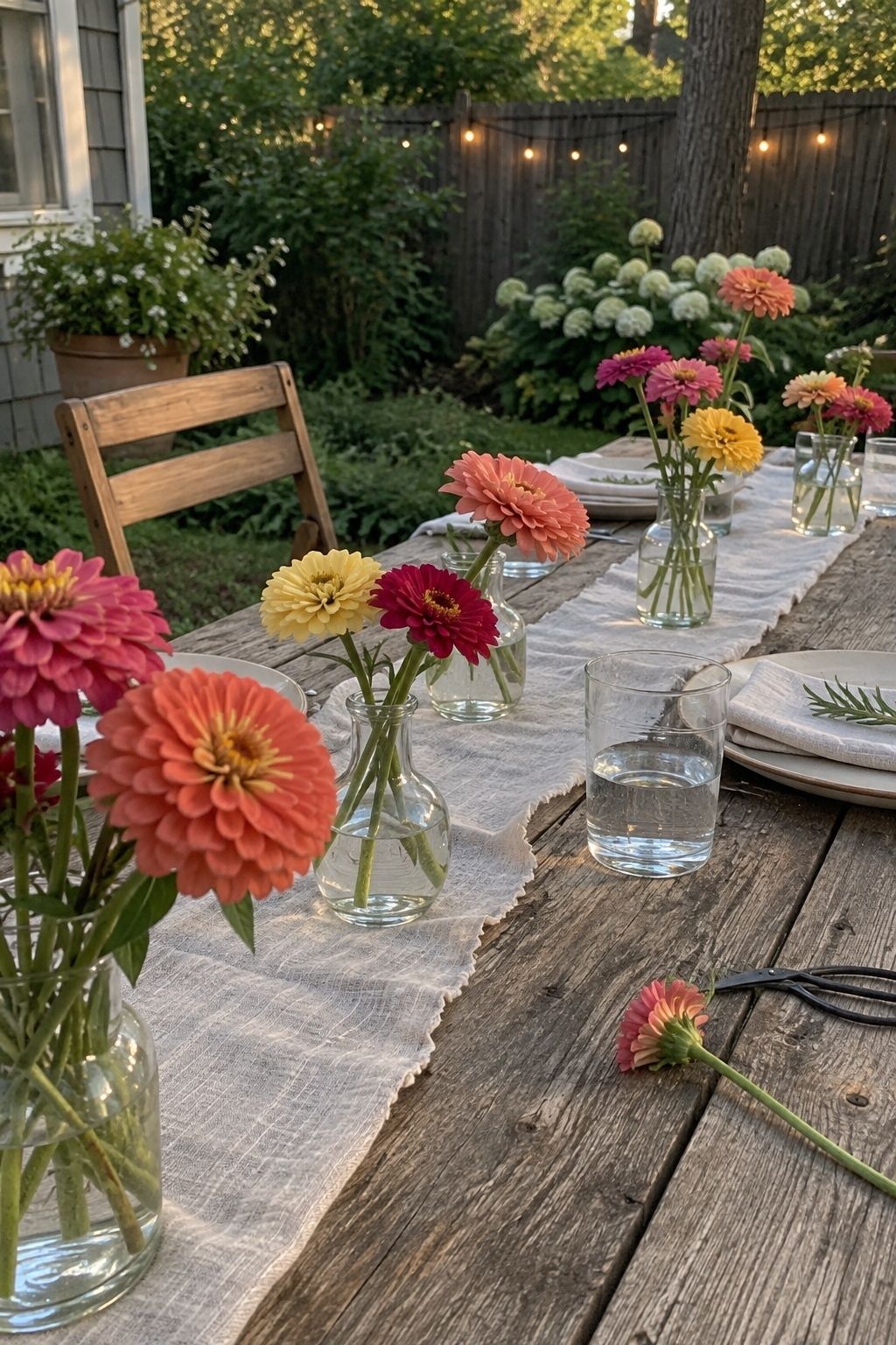 Zinnias adding relaxed colour to July wedding flowers