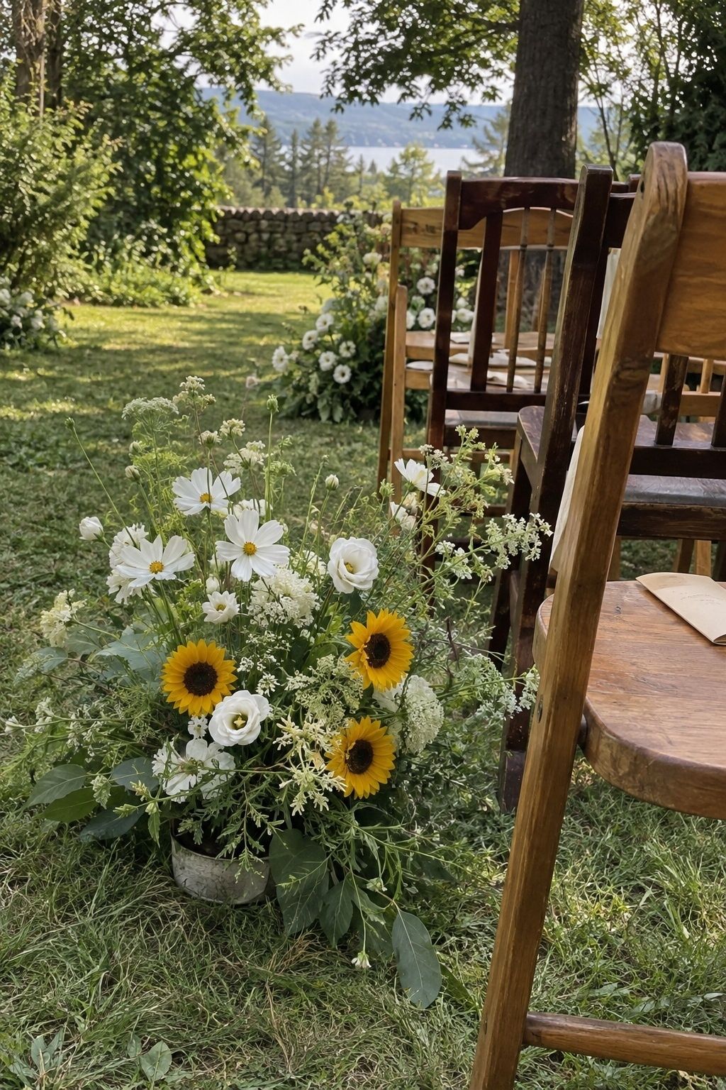 A few sunflowers used with restraint in an arrangement