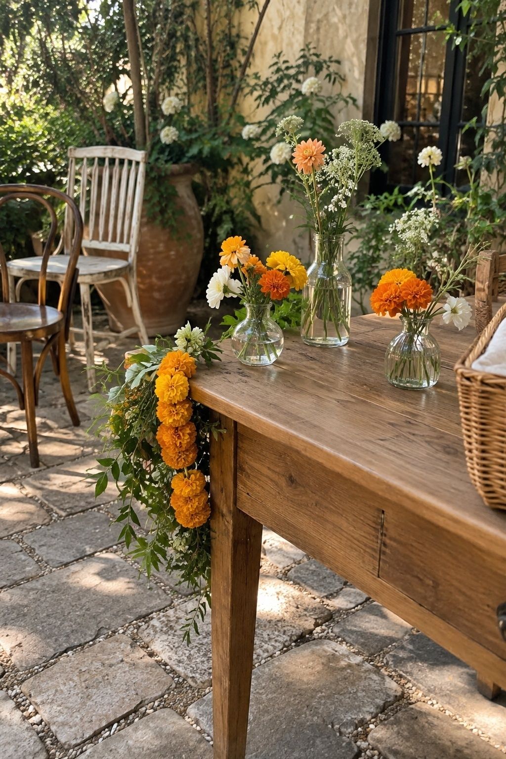 Marigolds adding golden accents