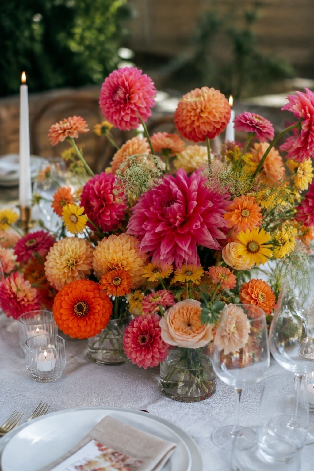 Bold dahlia wedding celebration