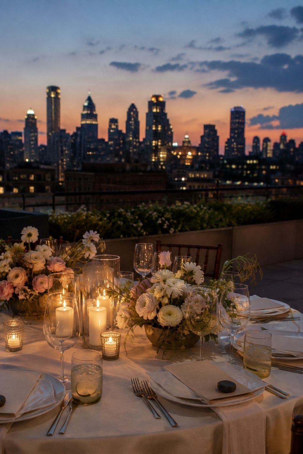 Rooftop twilight wedding
