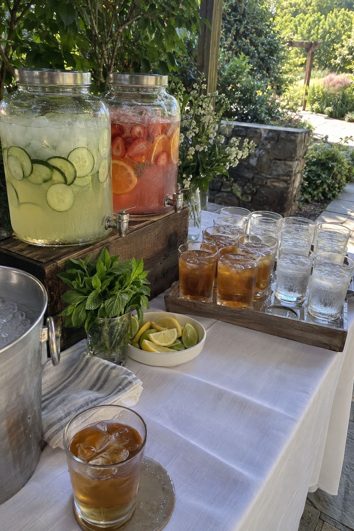 Cold welcome drinks for summer wedding guests