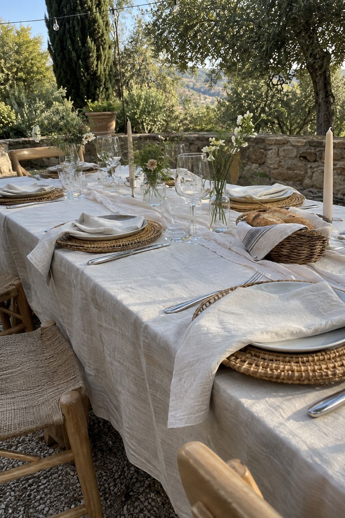 Airy table textures for a summer reception