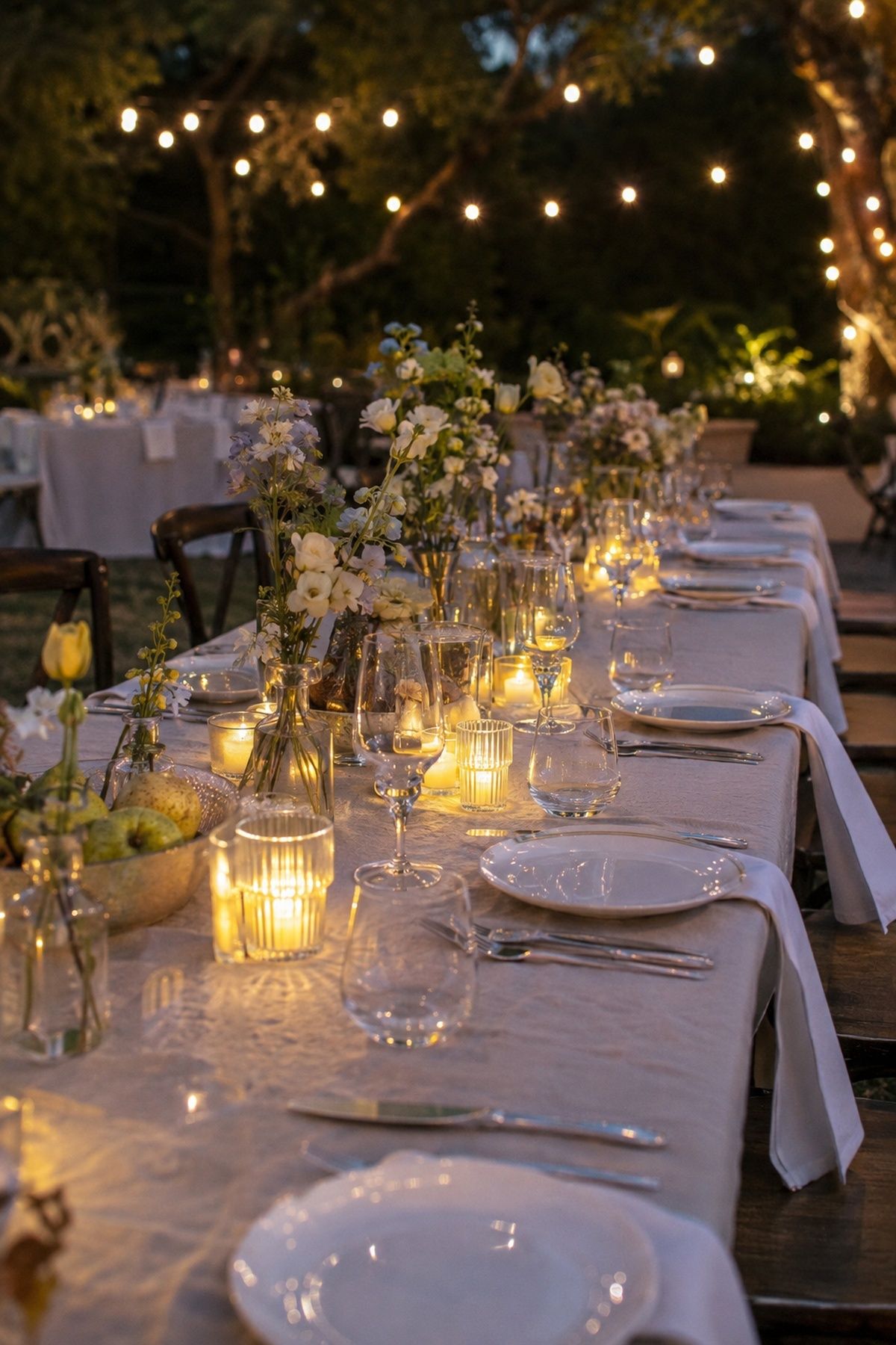 LED votives on a windy outdoor table