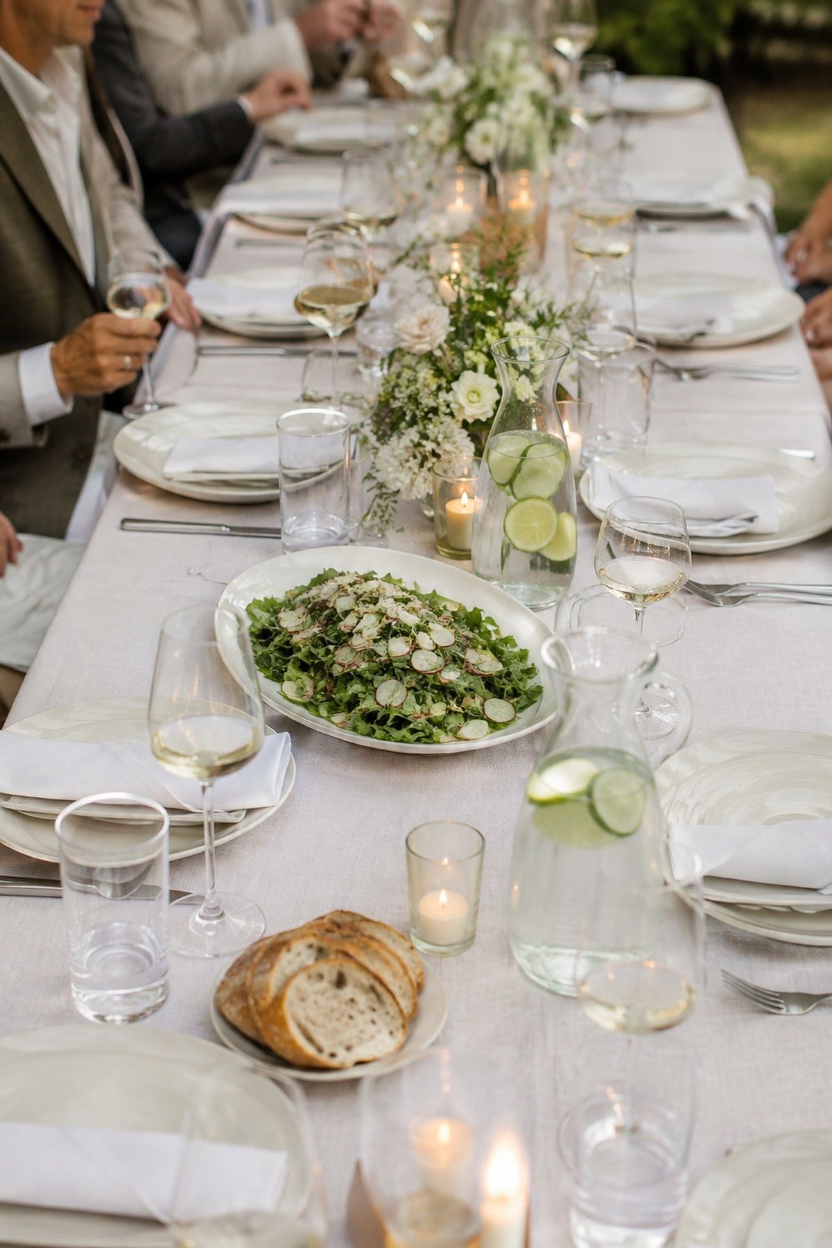 Table leaving room for chilled drinks and shared plates