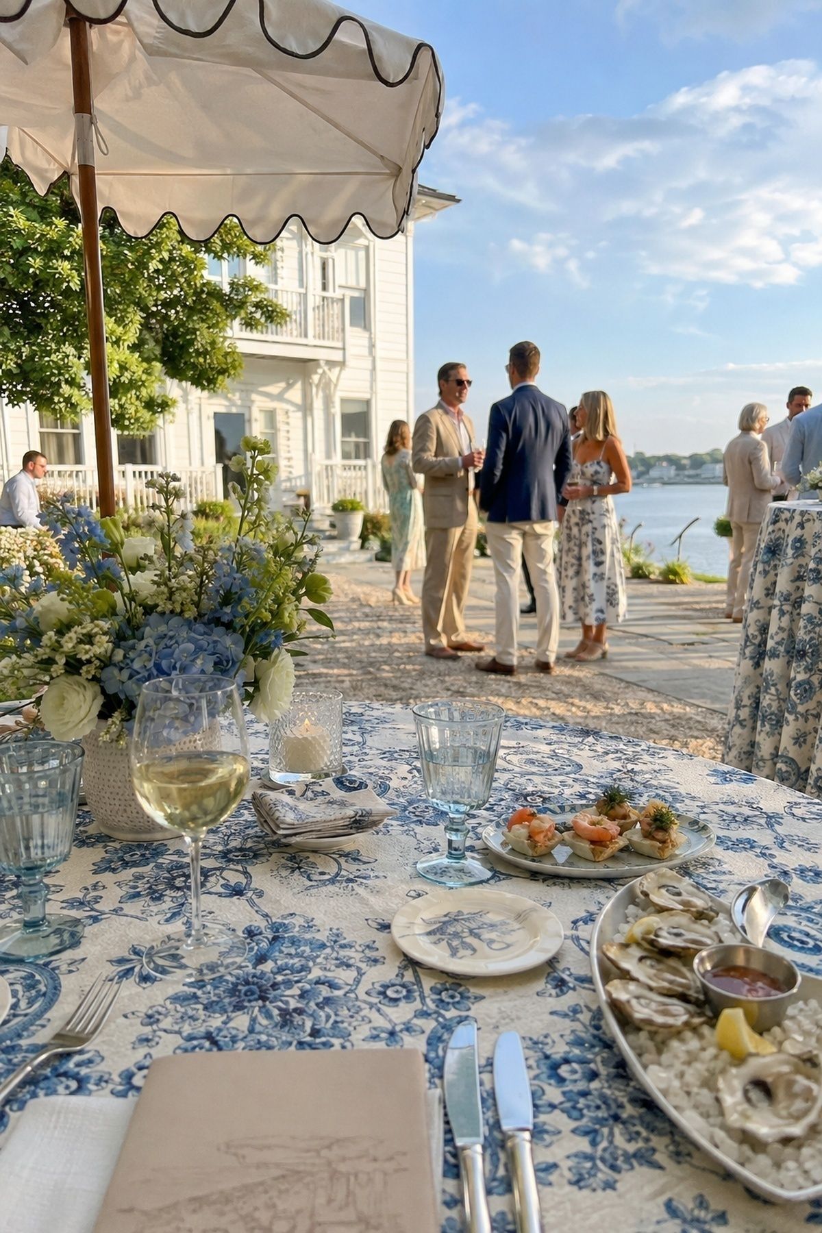 Coastal blue June wedding celebration