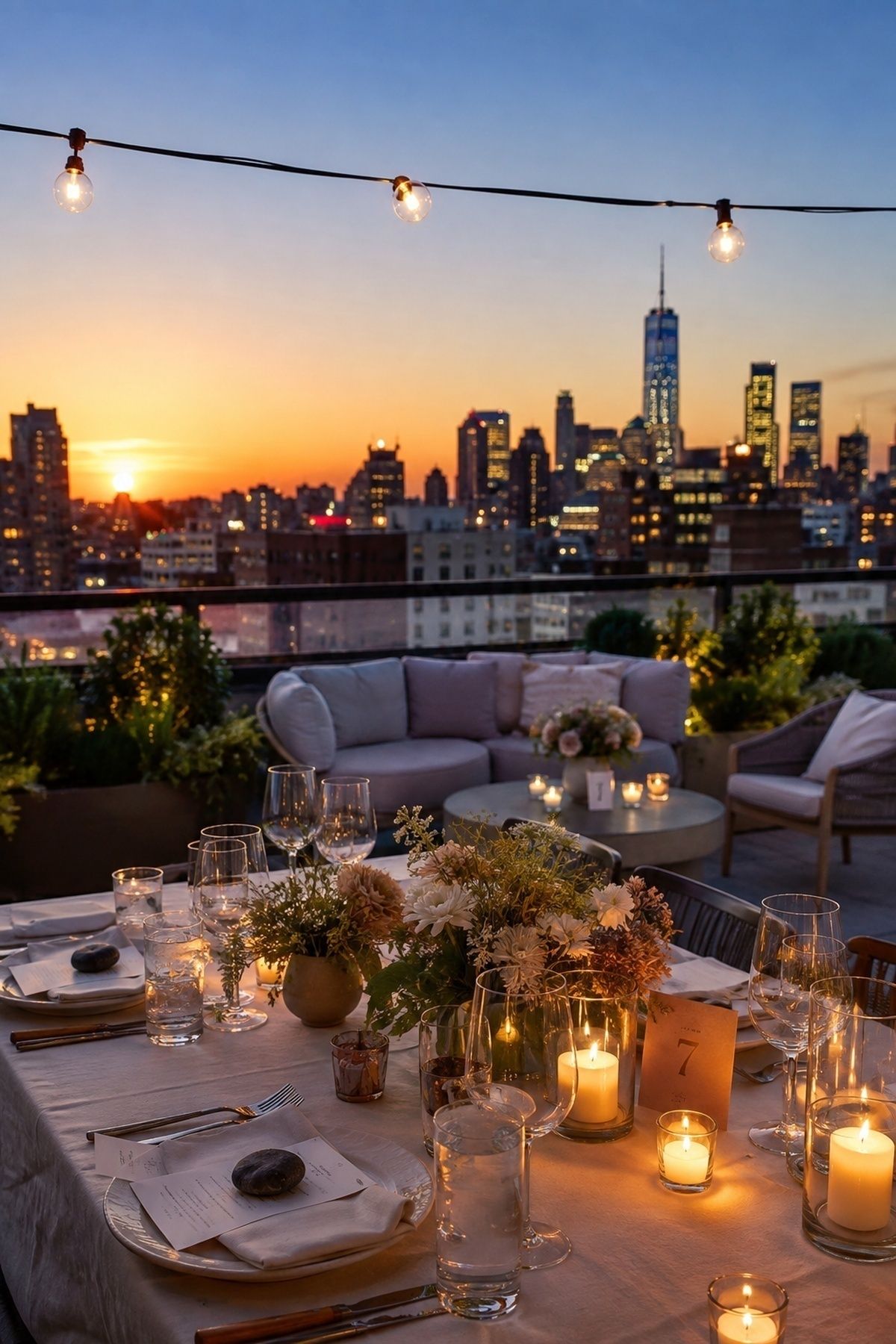Rooftop sunset reception
