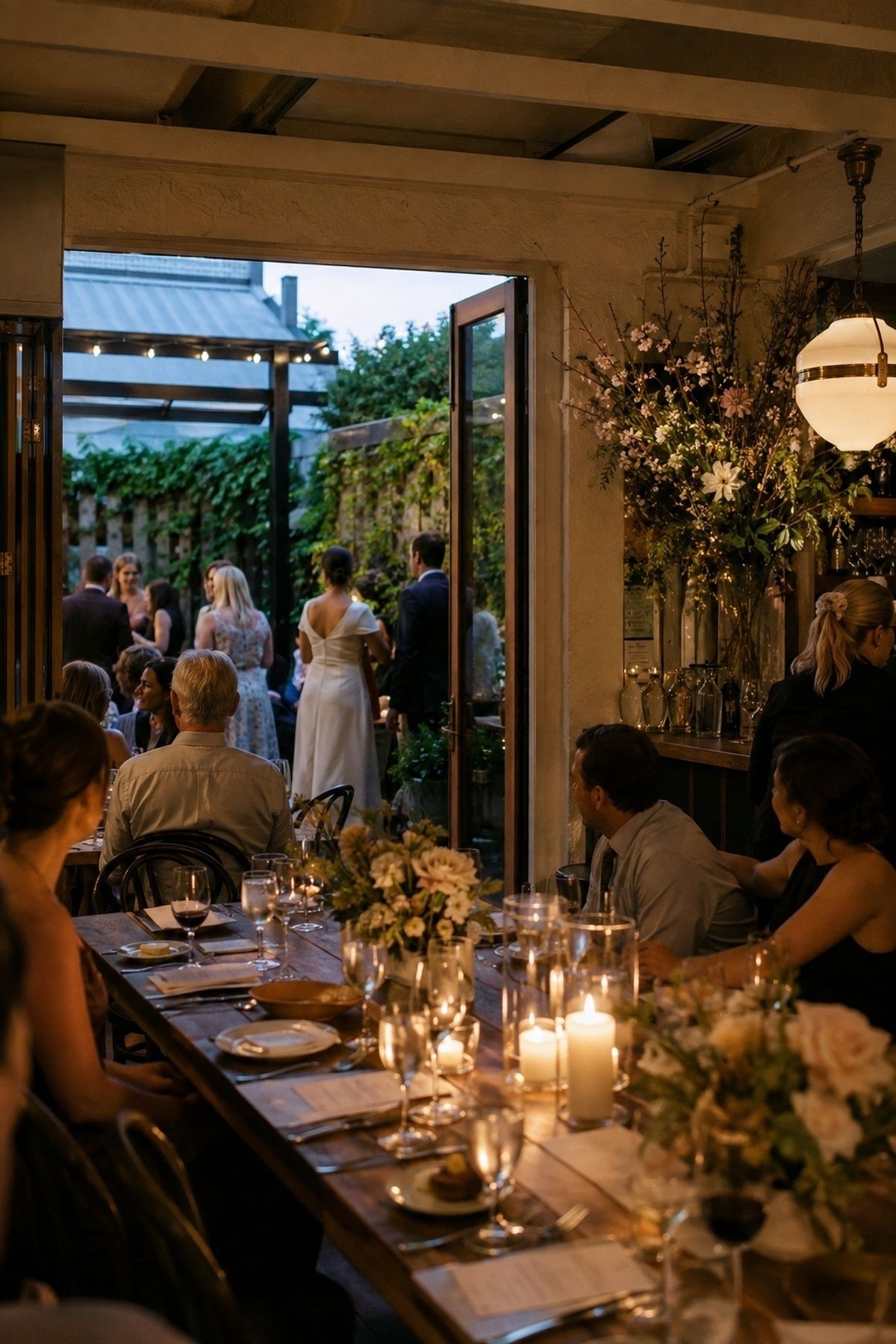 Indoor-outdoor restaurant wedding