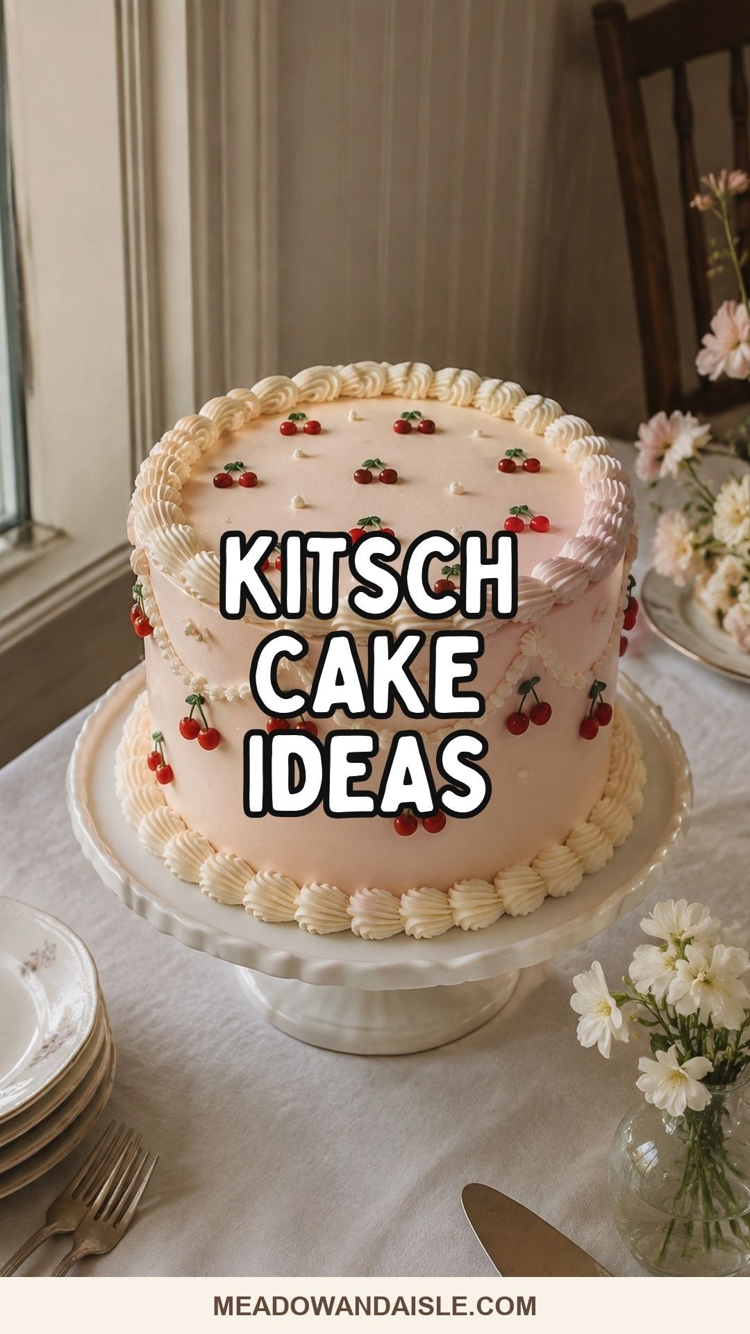 Pinterest pin for kitsch wedding cake ideas
