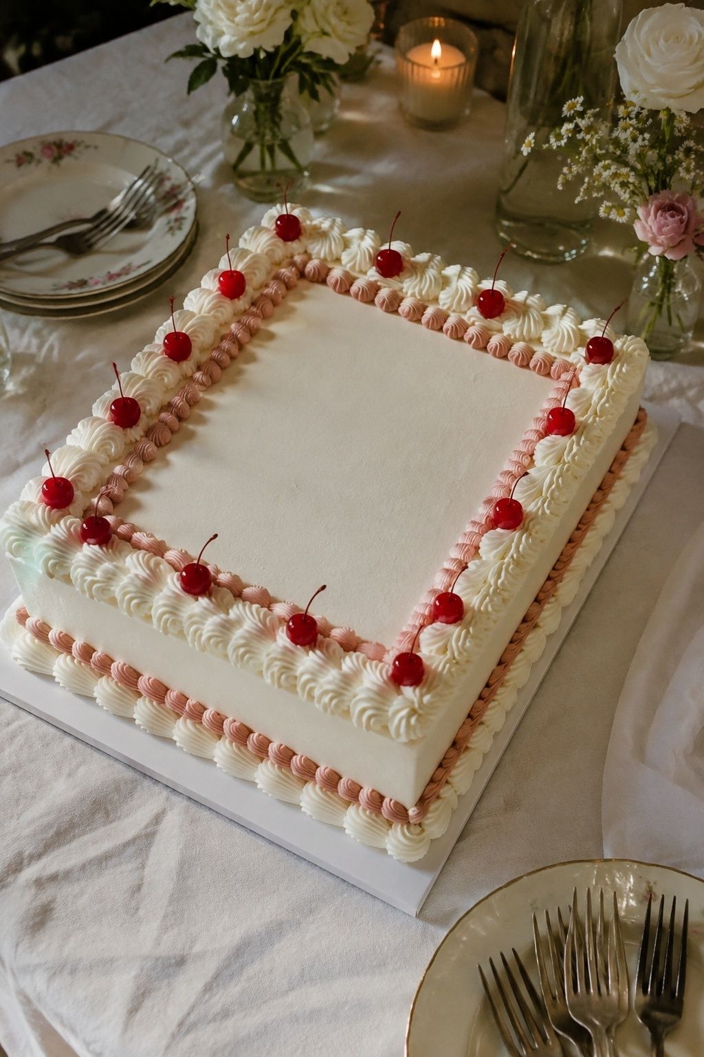 vintage sheet cake wedding moment styled as a kitsch wedding cake idea