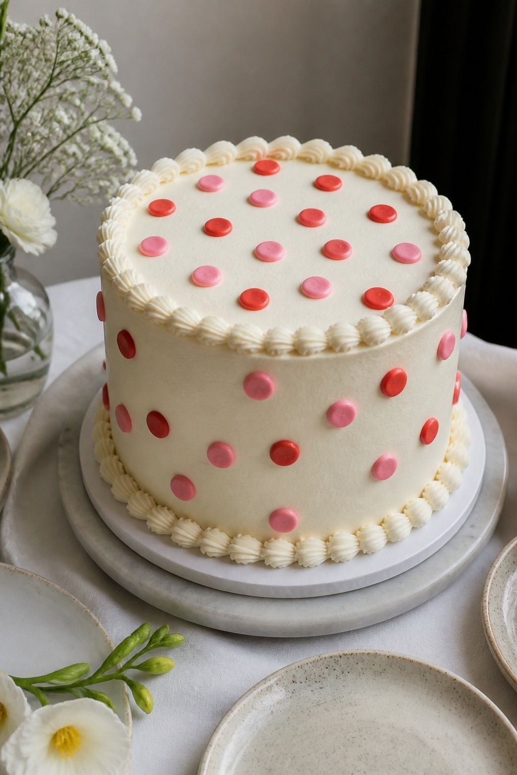 polka dot kitsch wedding cake styled as a kitsch wedding cake idea
