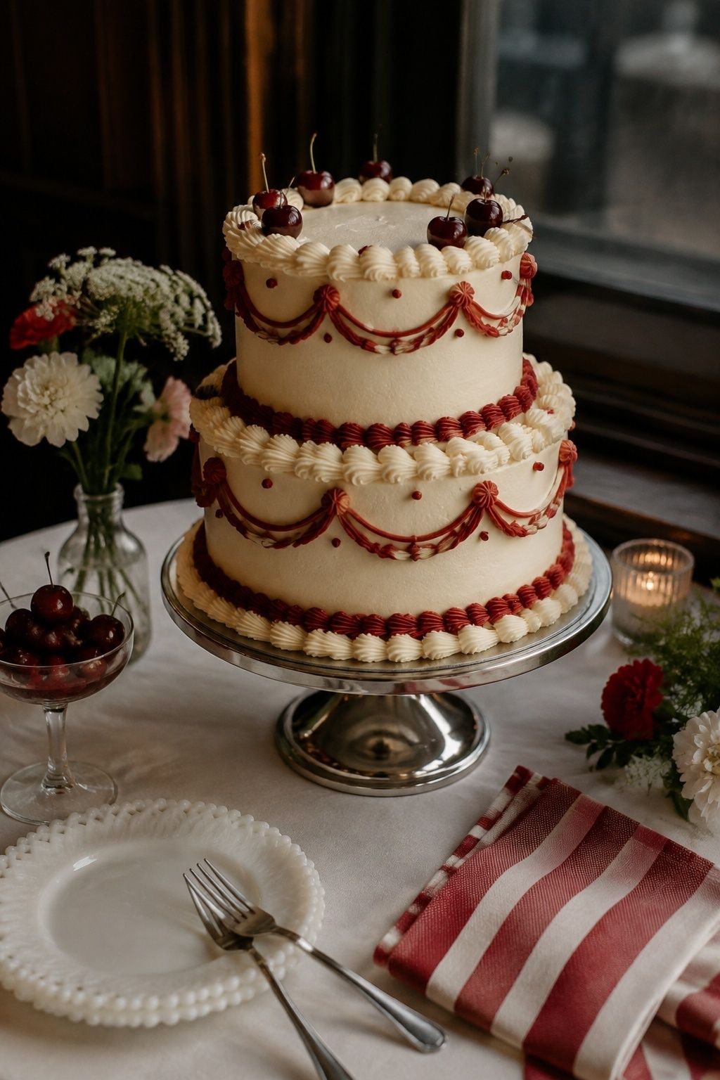 retro diner-inspired wedding cake styled as a kitsch wedding cake idea