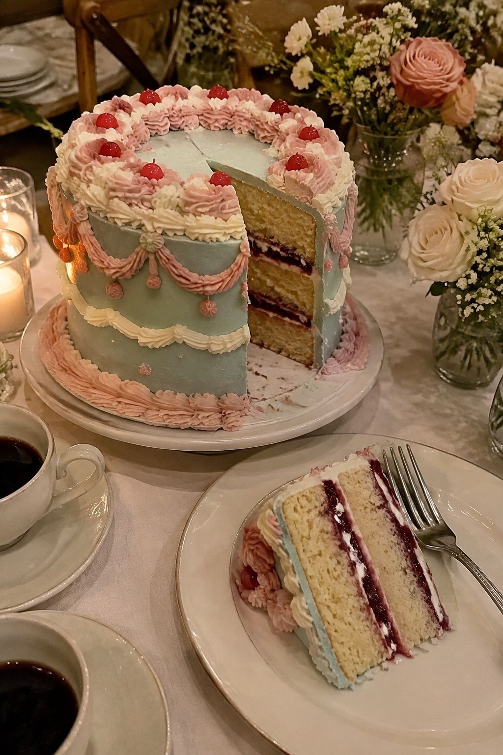kitsch cake with classic flavor styled as a kitsch wedding cake idea