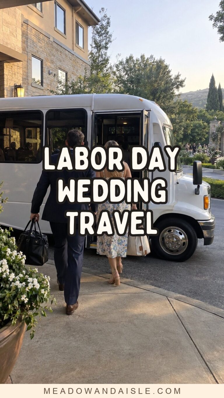 Labor Day wedding guest travel guide with hotel shuttle arrival