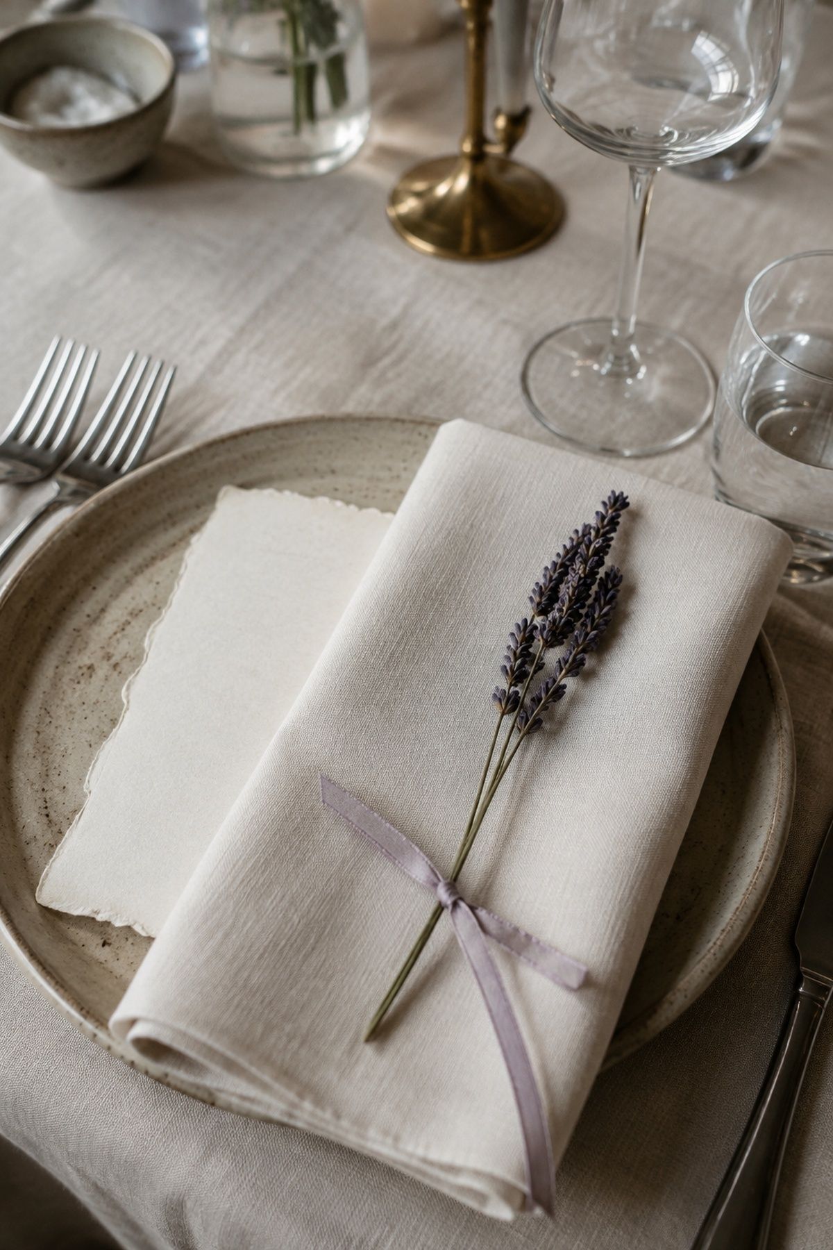 Dried lavender at a place setting