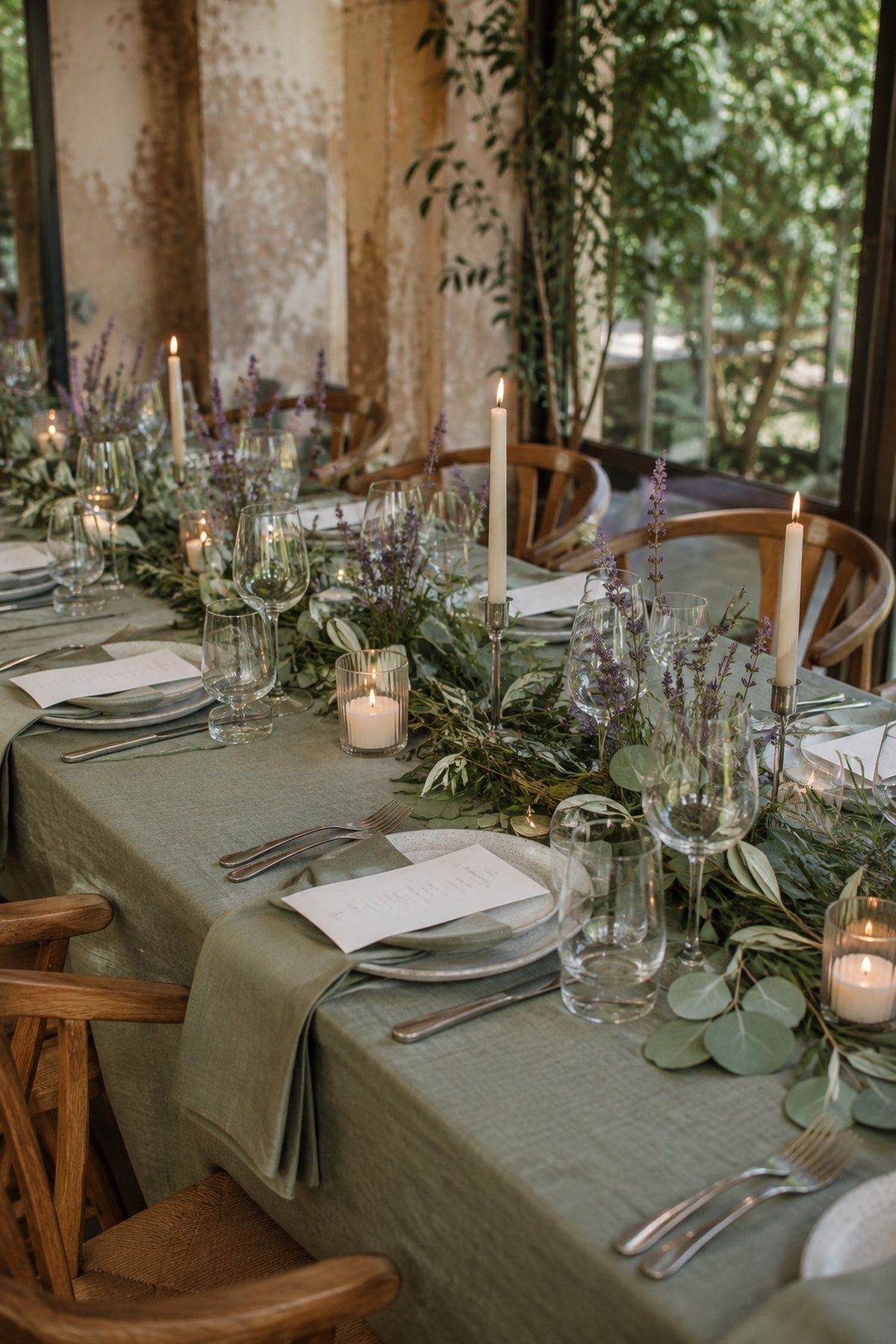 Lavender and sage wedding table
