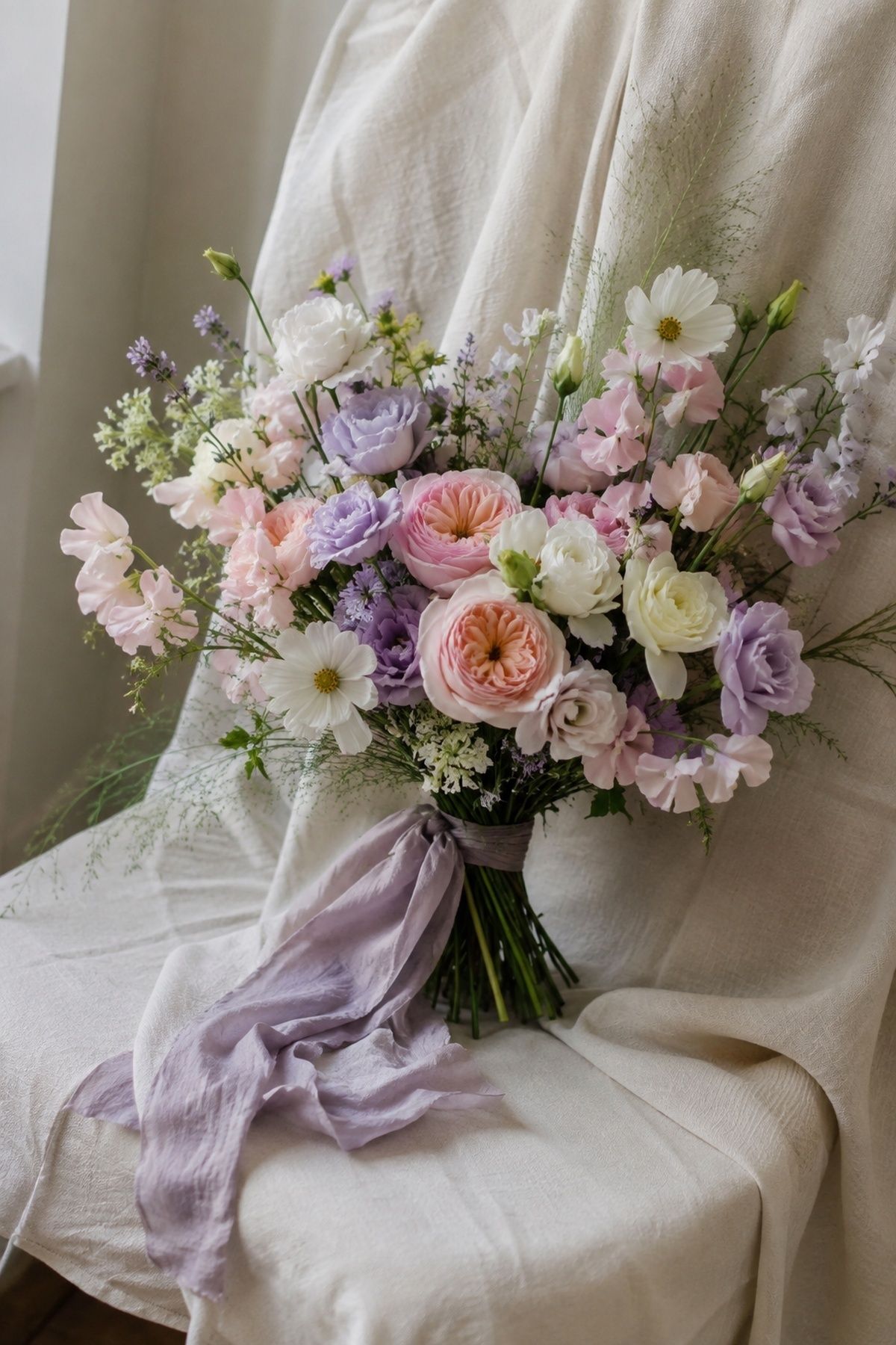 Lavender accent in a bridal bouquet