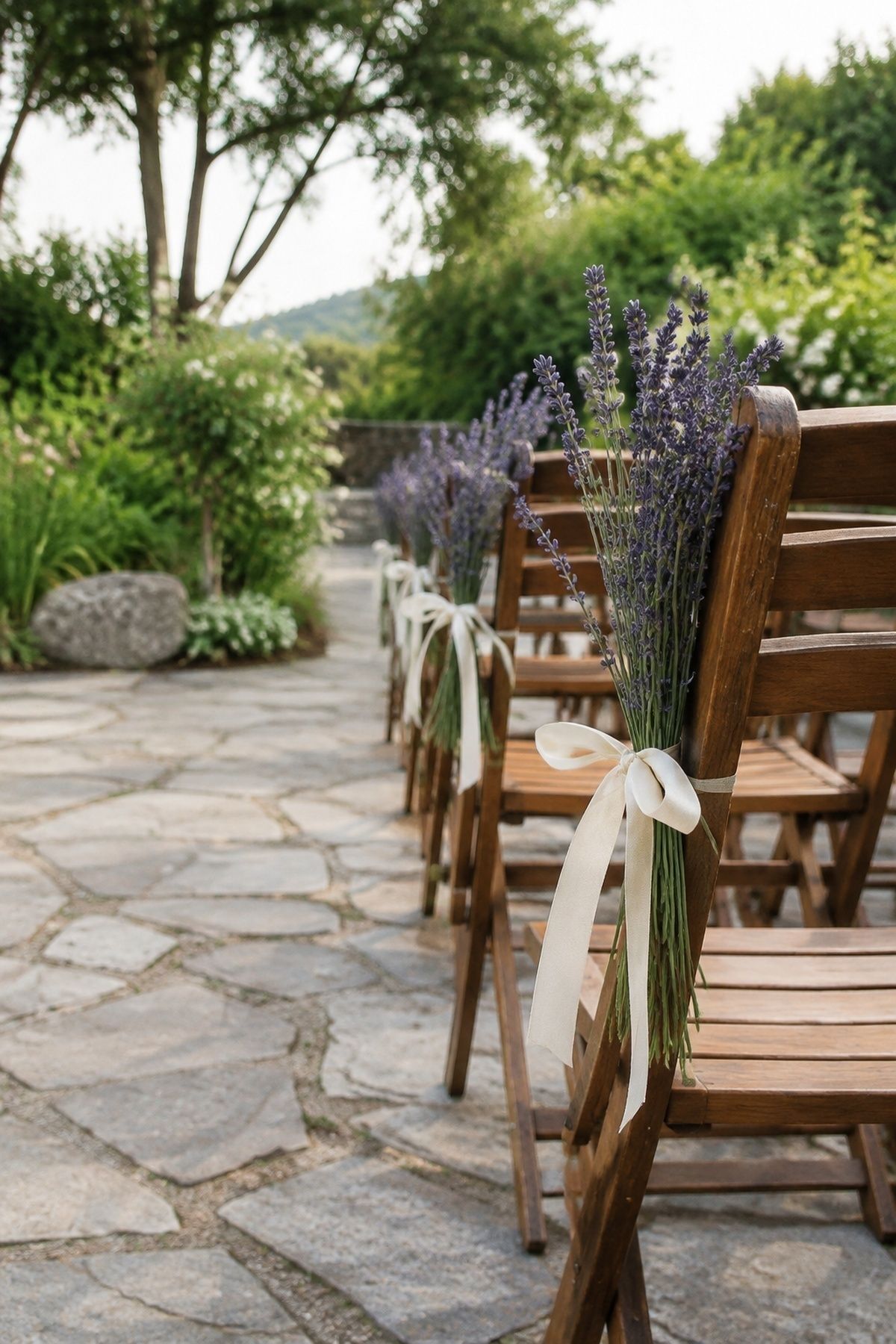Lavender on aisle chairs