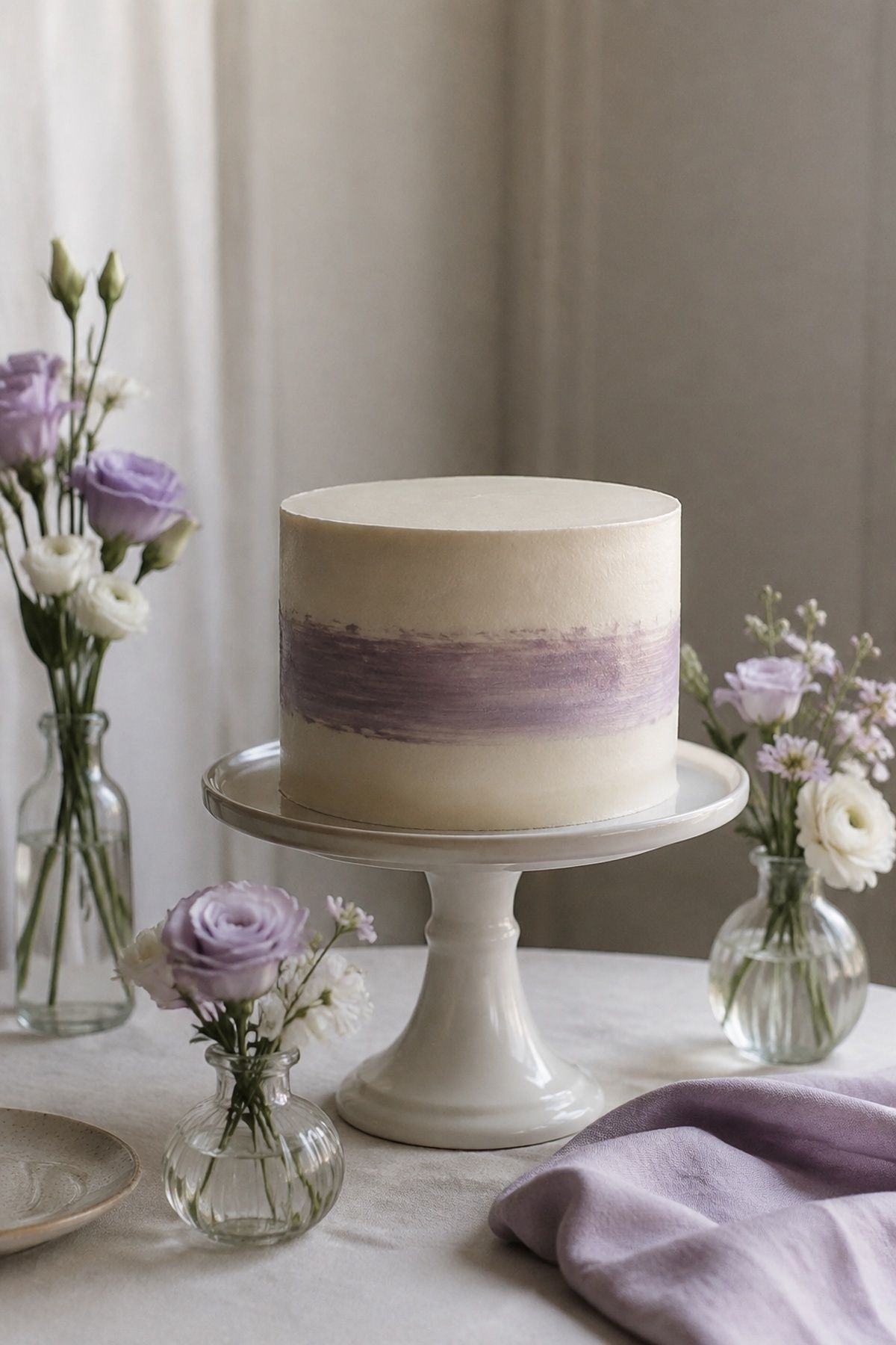 Lavender detail on the cake table