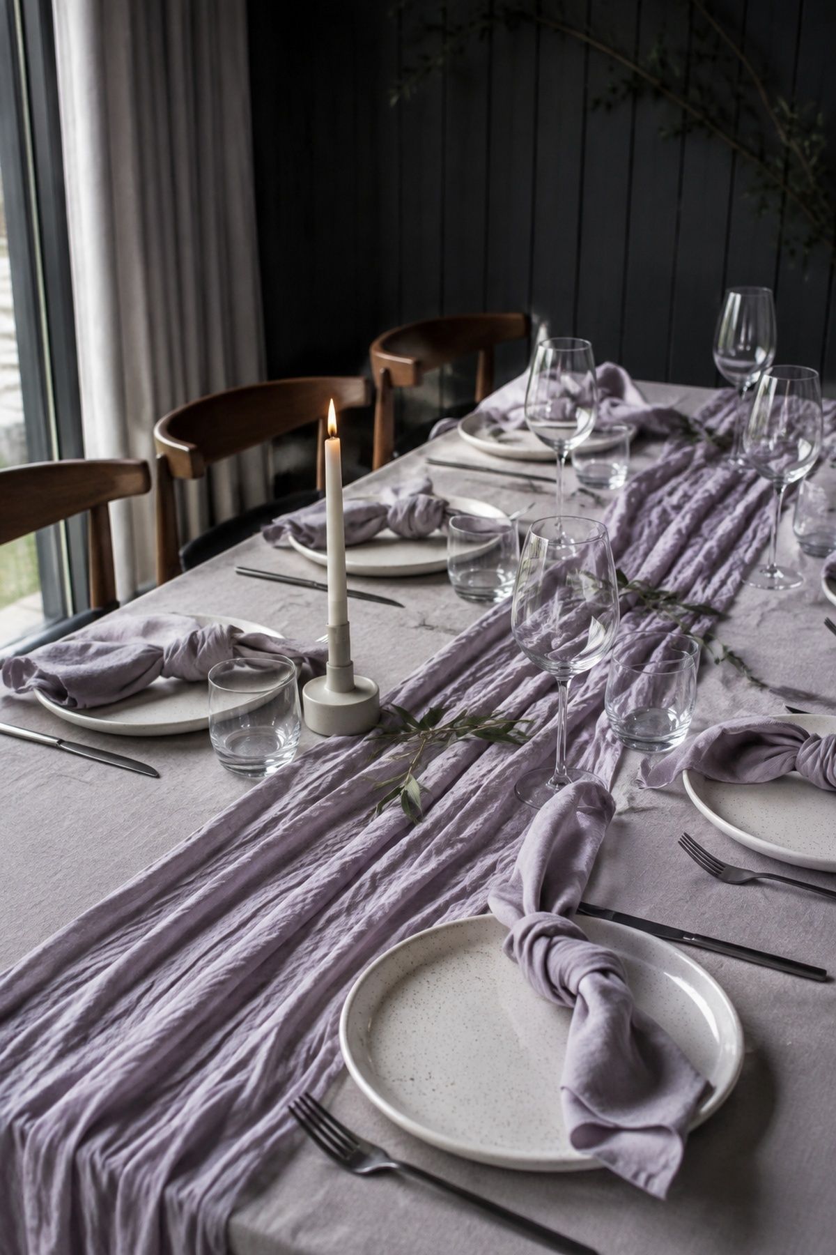 Lavender linen napkin accent