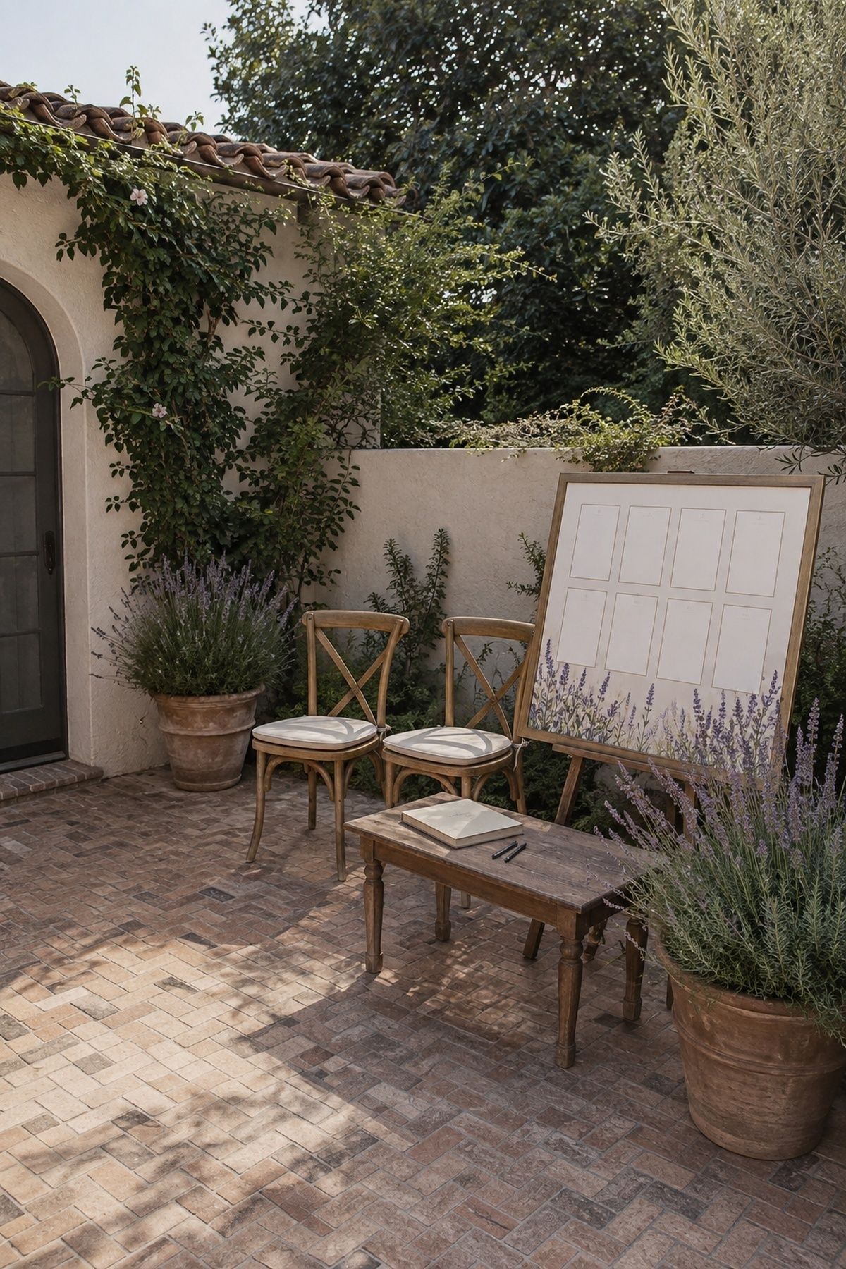 Lavender garden corner at a wedding