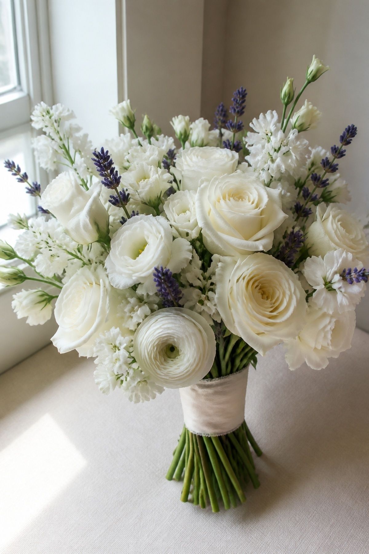 Bridal bouquet with a lavender accent