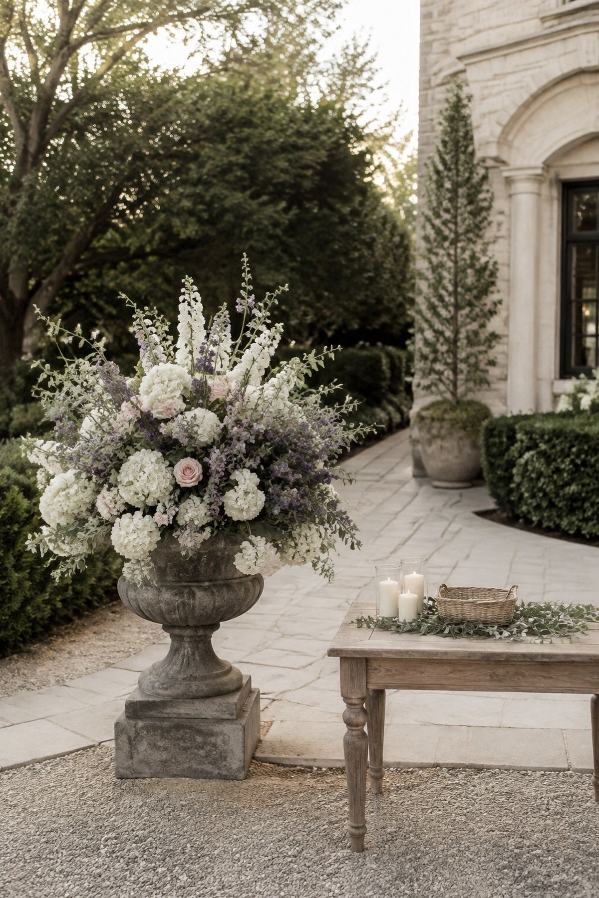 Lavender photo moment at a small wedding