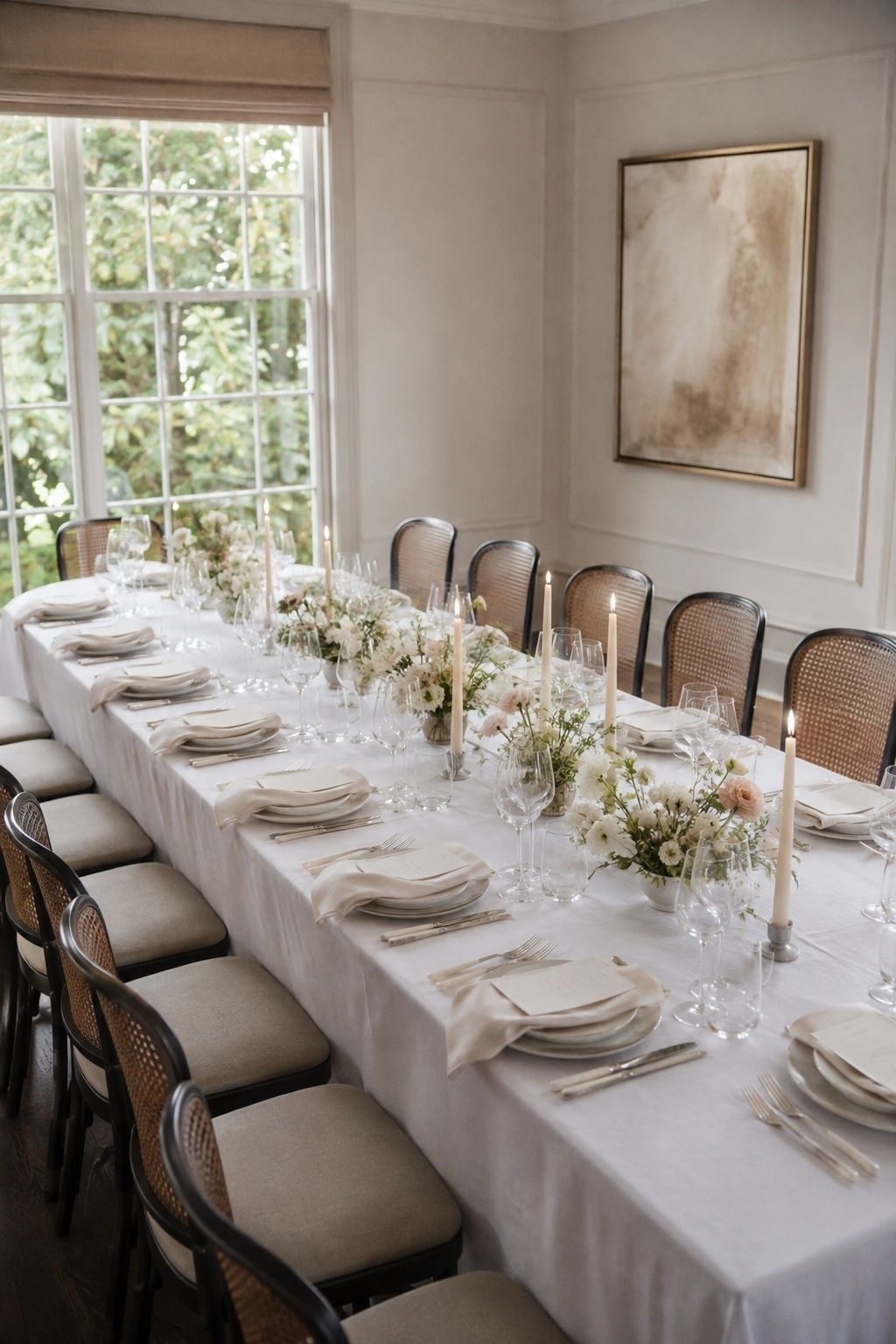 Reception table set to reflect soft light