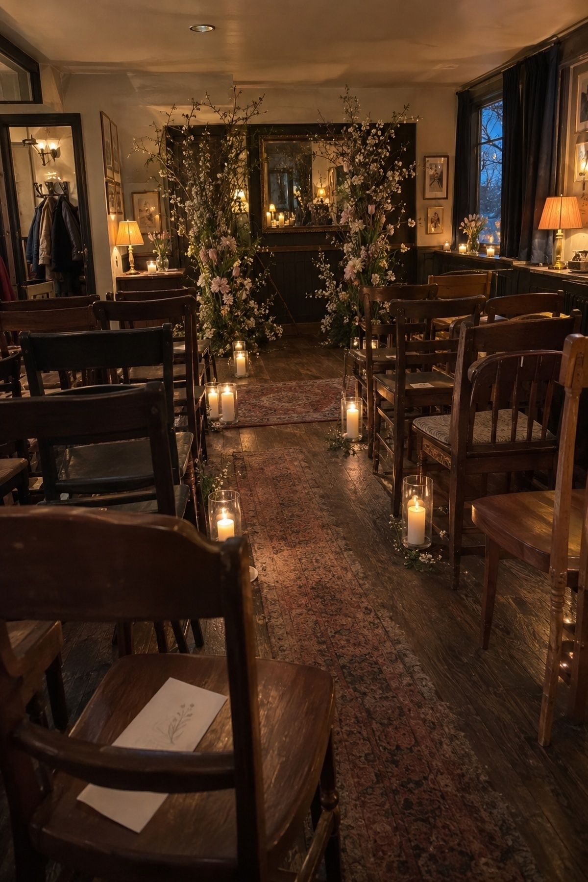 Candlelit indoor wedding ceremony