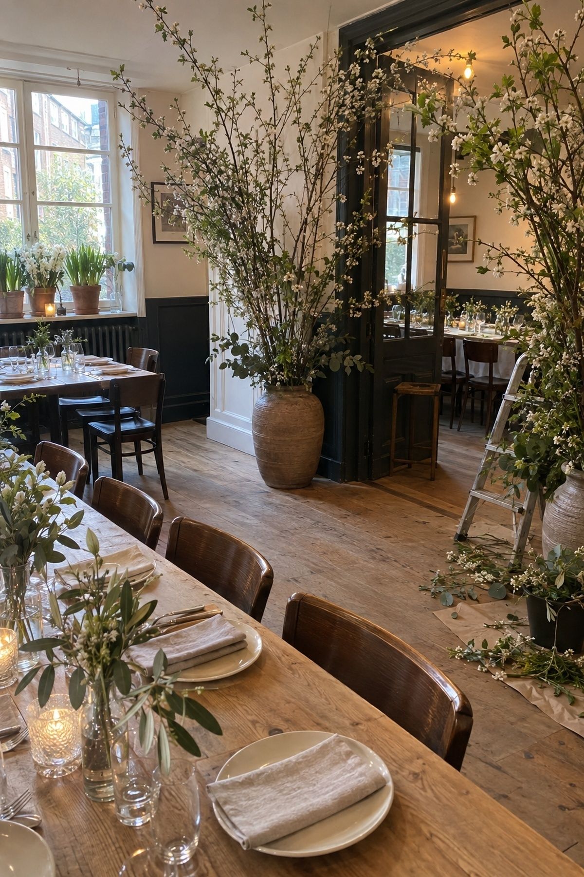 Soft greenery and branch decor