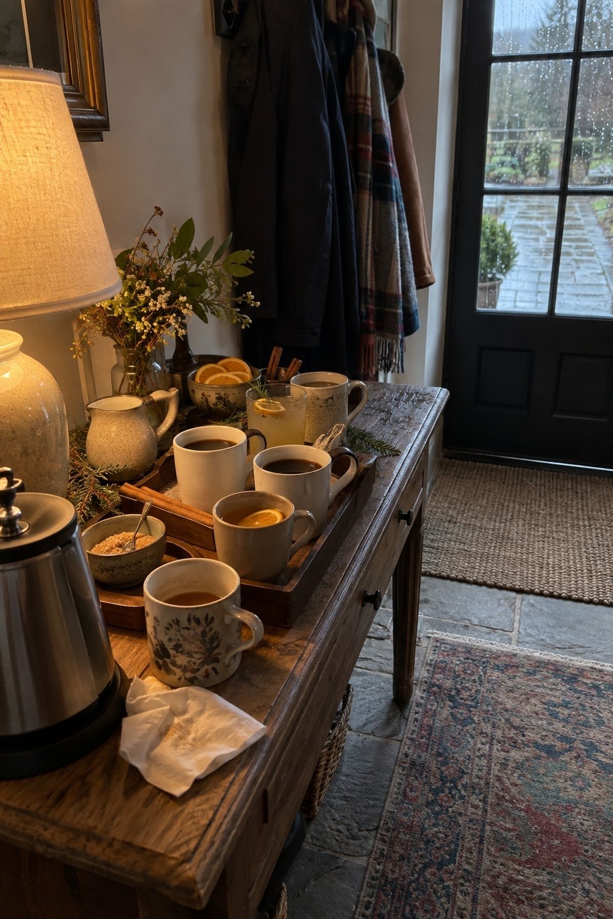 Warm welcome drink for arriving guests