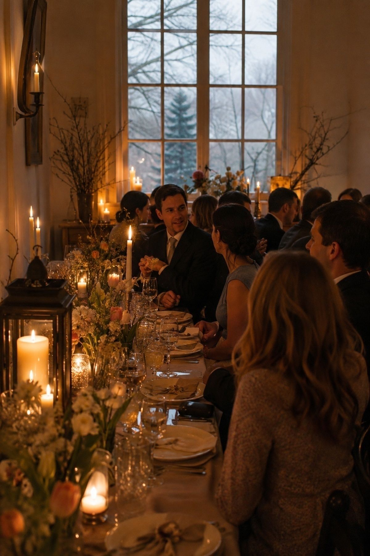 Candlelit March reception table