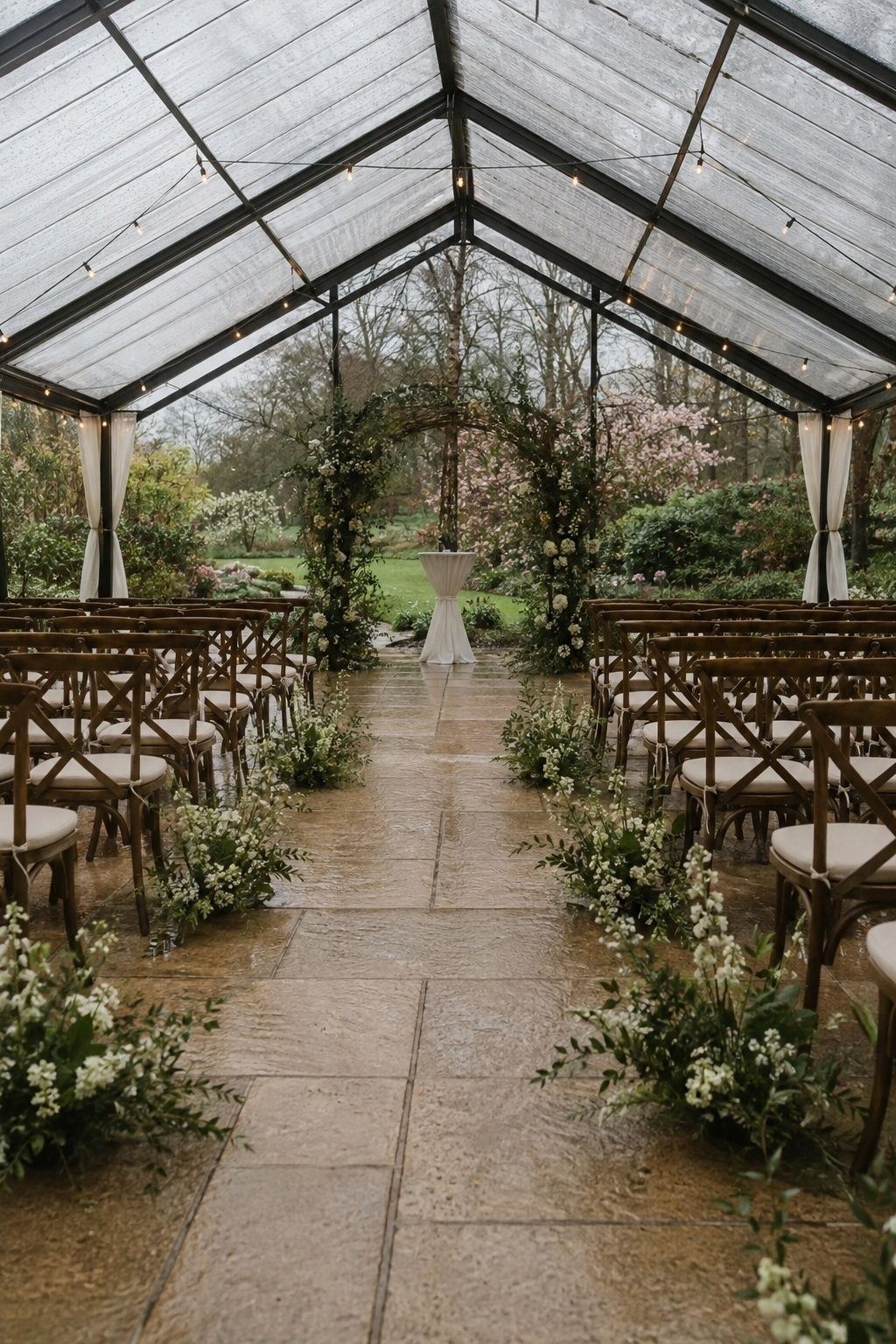 Covered garden ceremony for March weather