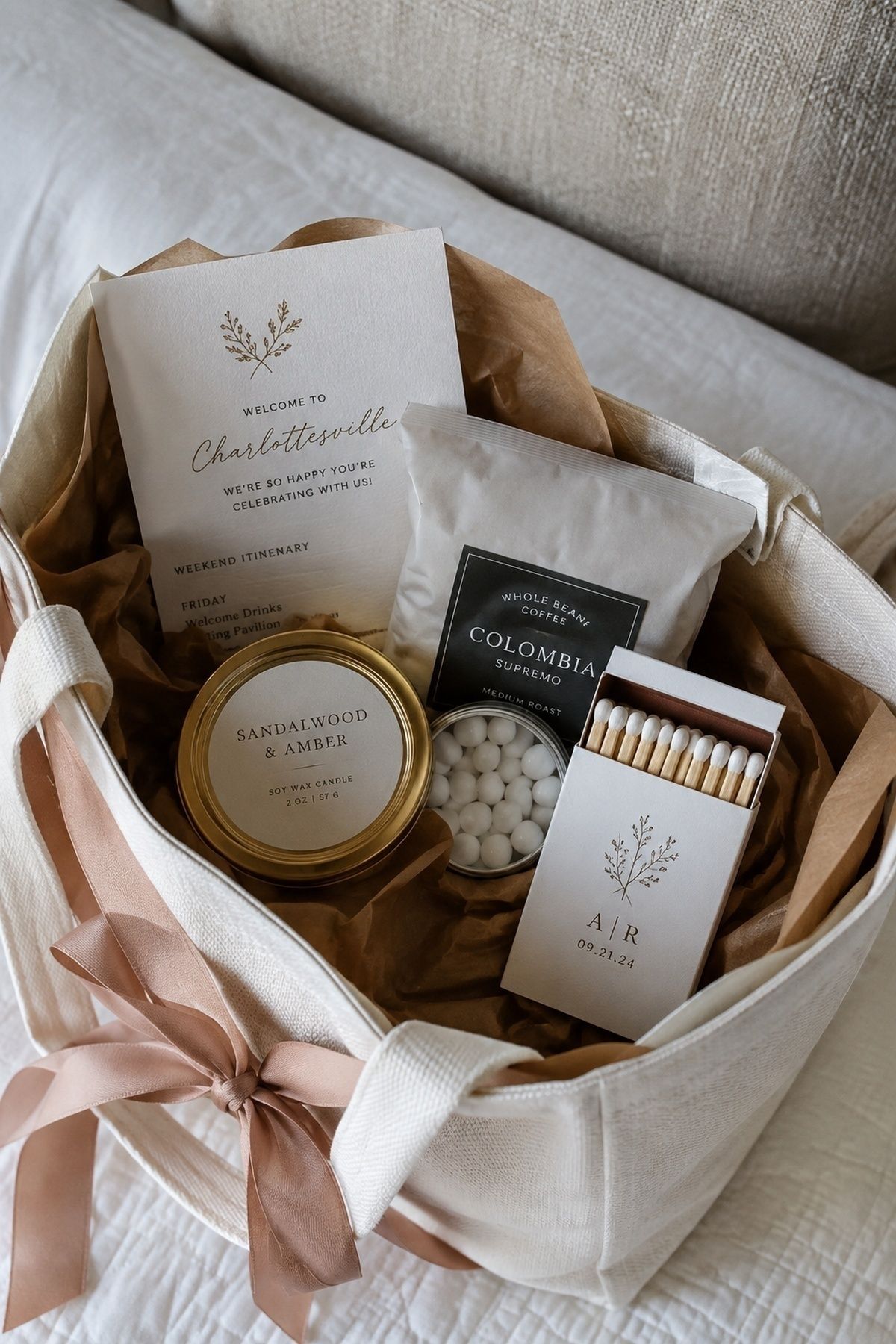 Matchbooks in guest welcome bags