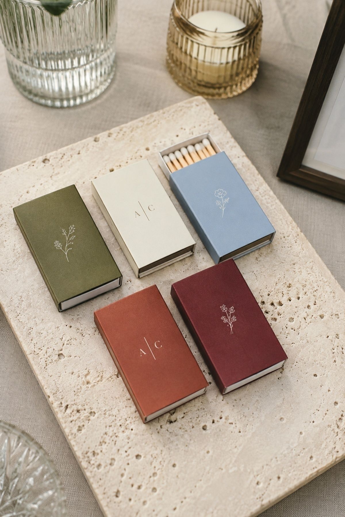 Colour-blocked matchbox designs