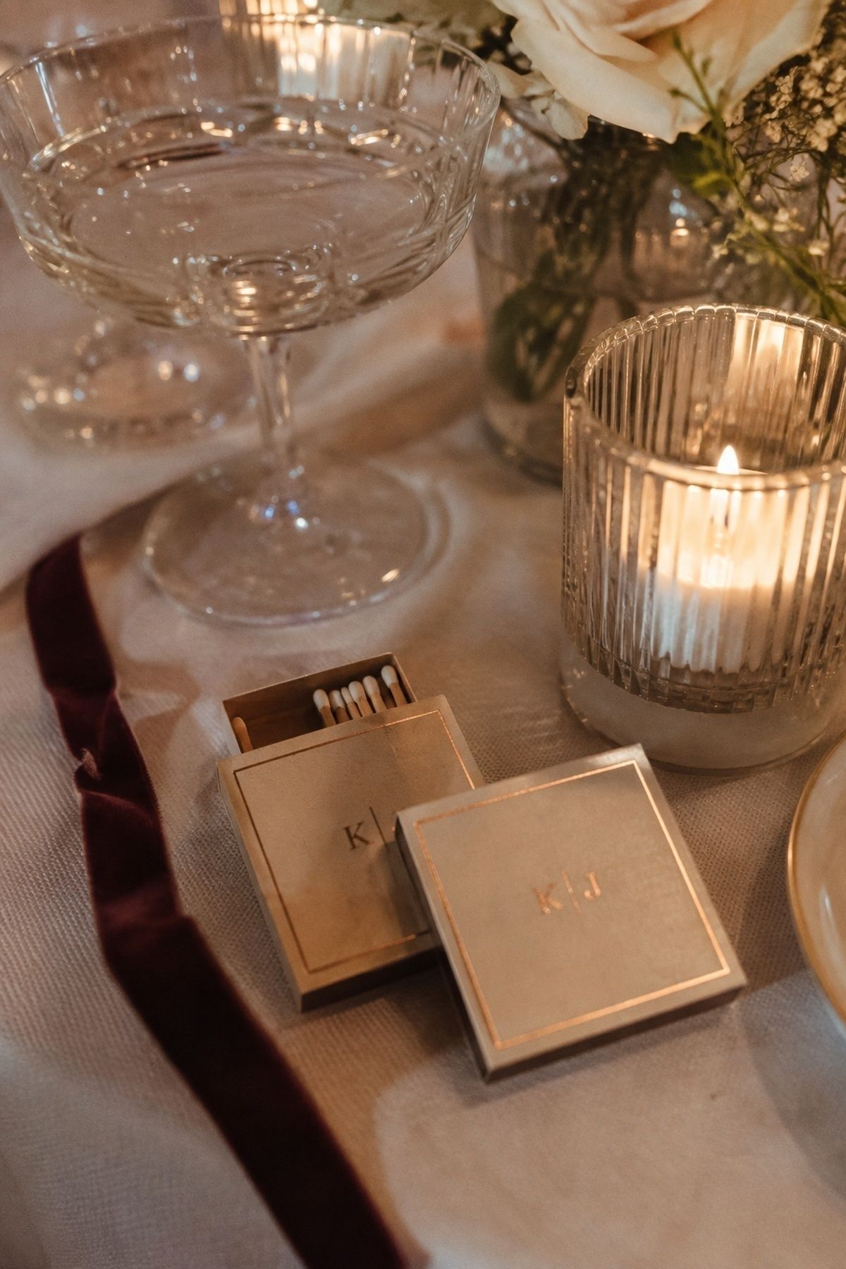Foil-printed wedding matchbooks
