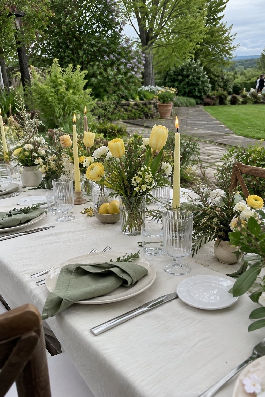 Butter yellow, sage and ivory wedding colours