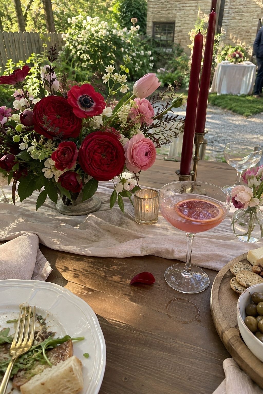 Rose red and petal pink wedding colours