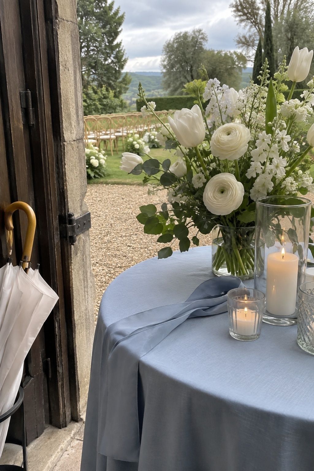 Powder blue and spring white palette