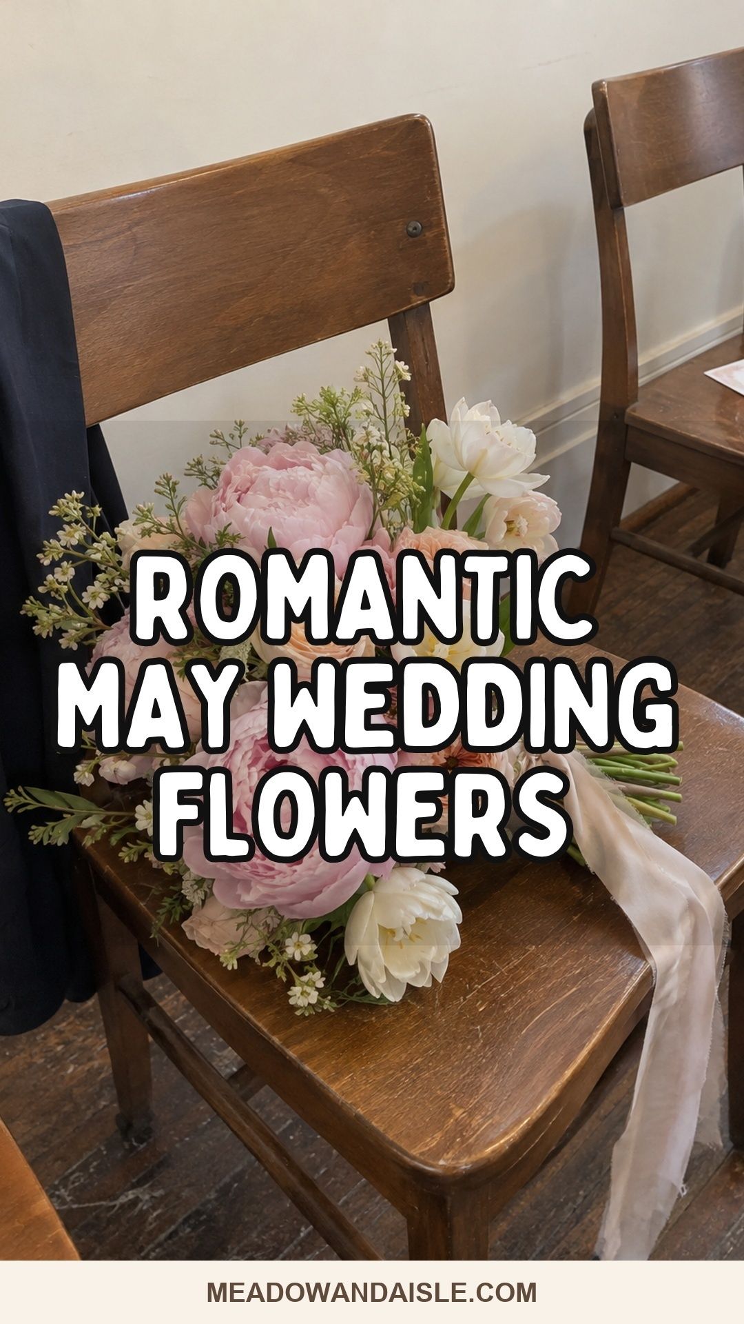 Pinterest pin with the title Romantic May Wedding Flowers