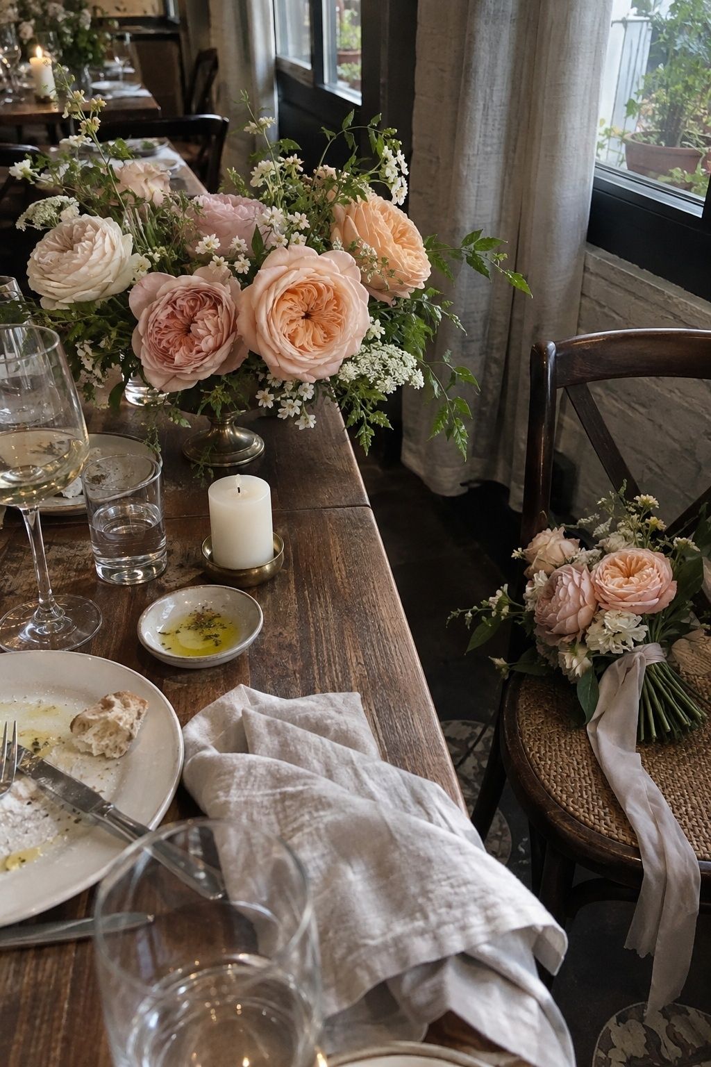 Garden roses in a romantic May bouquet