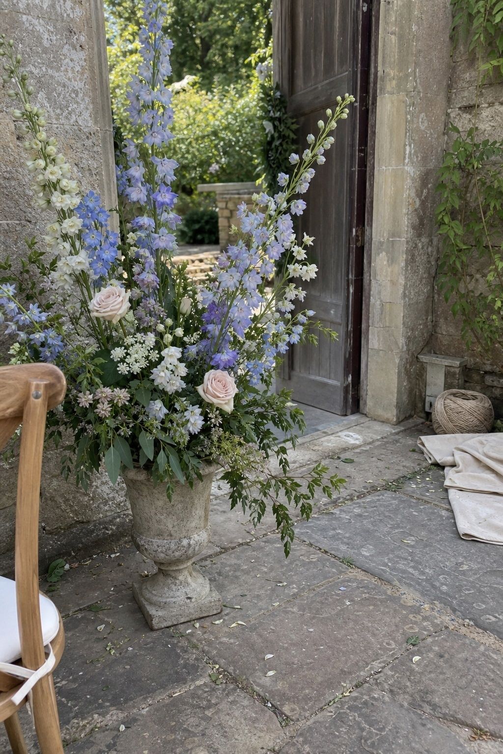 Larkspur in a garden-style arrangement