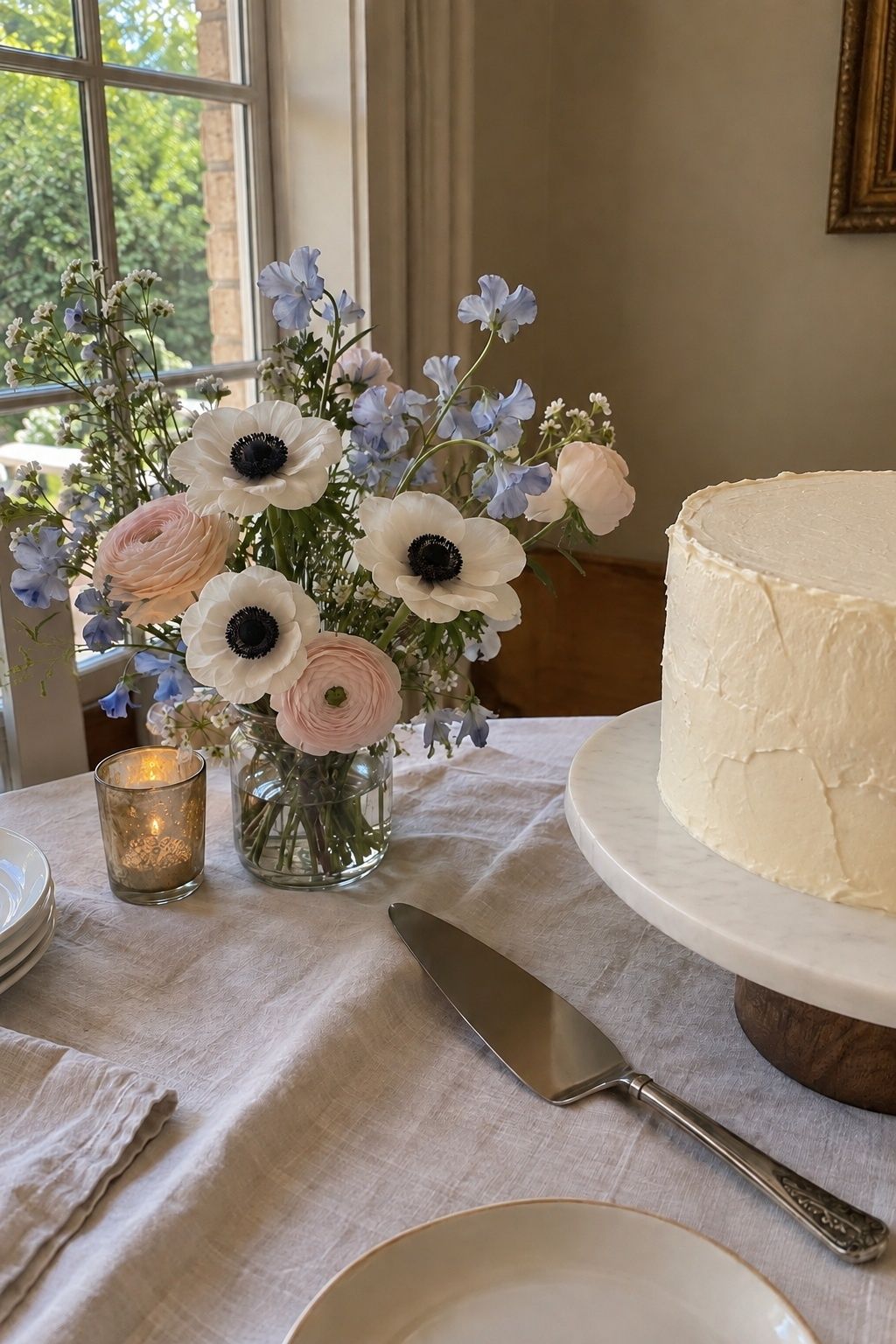 Anemones adding contrast to wedding flowers